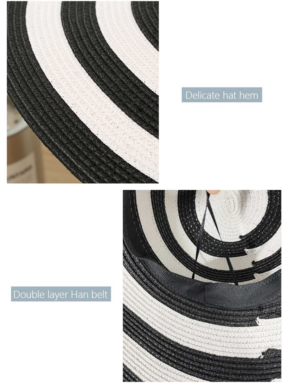 Contrast Stripes Wide Brim Sun Hat - Image 3