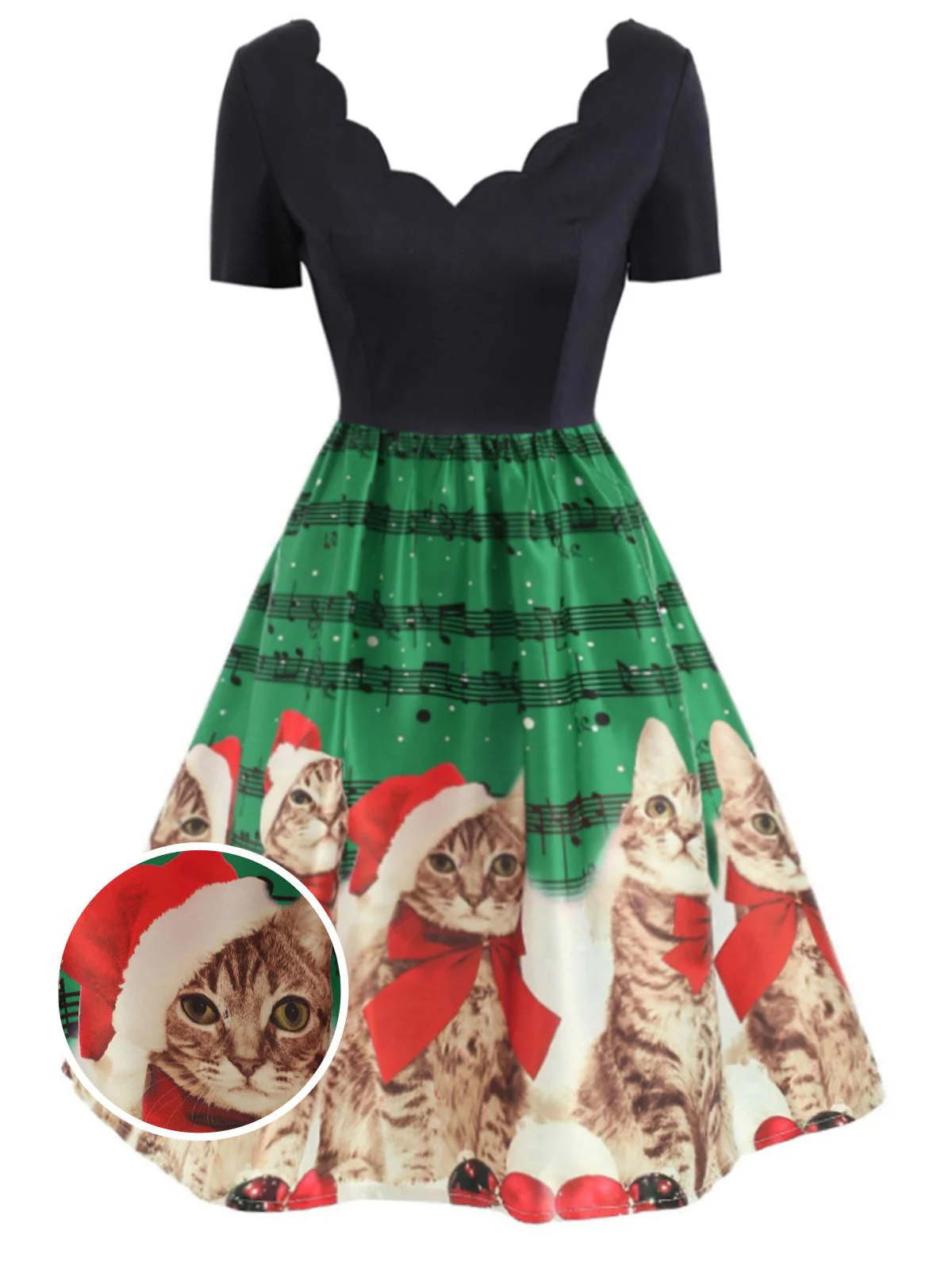 1950s Christmas Kitty Swing Dress - Image 6