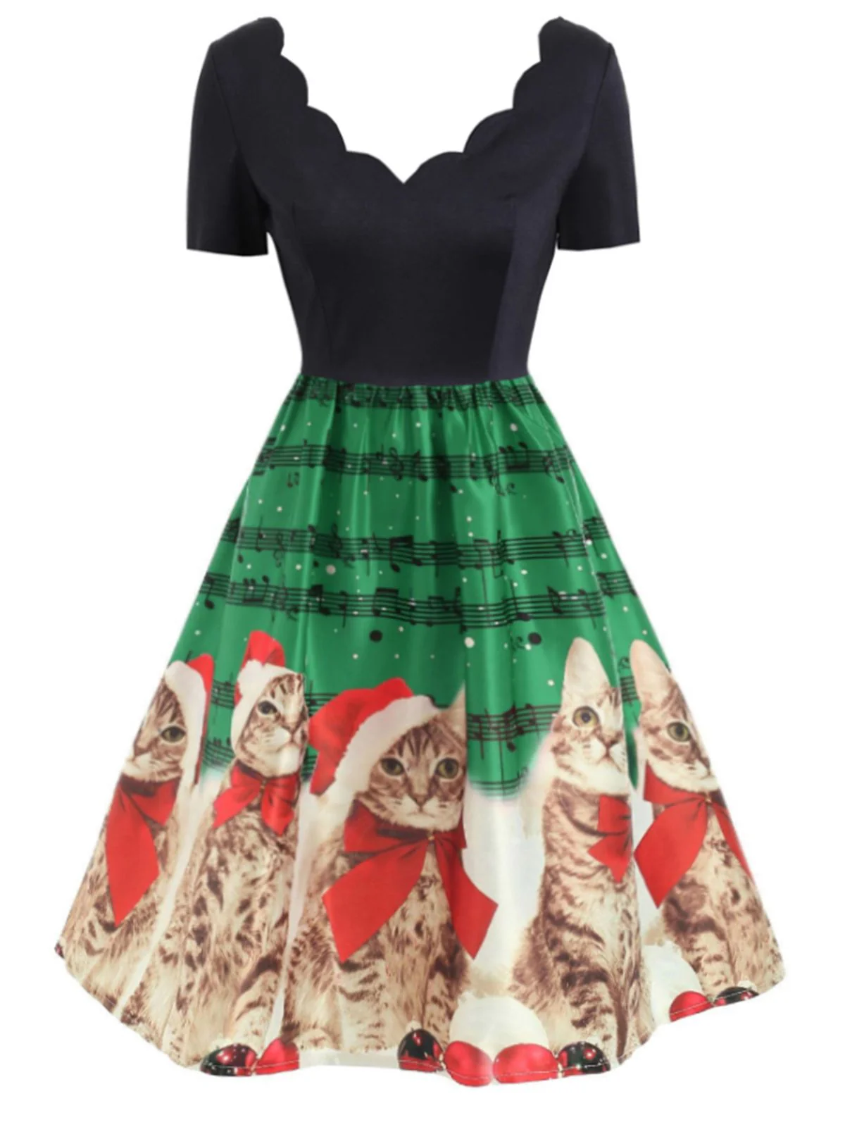 1950s Christmas Kitty Swing Dress - Image 7