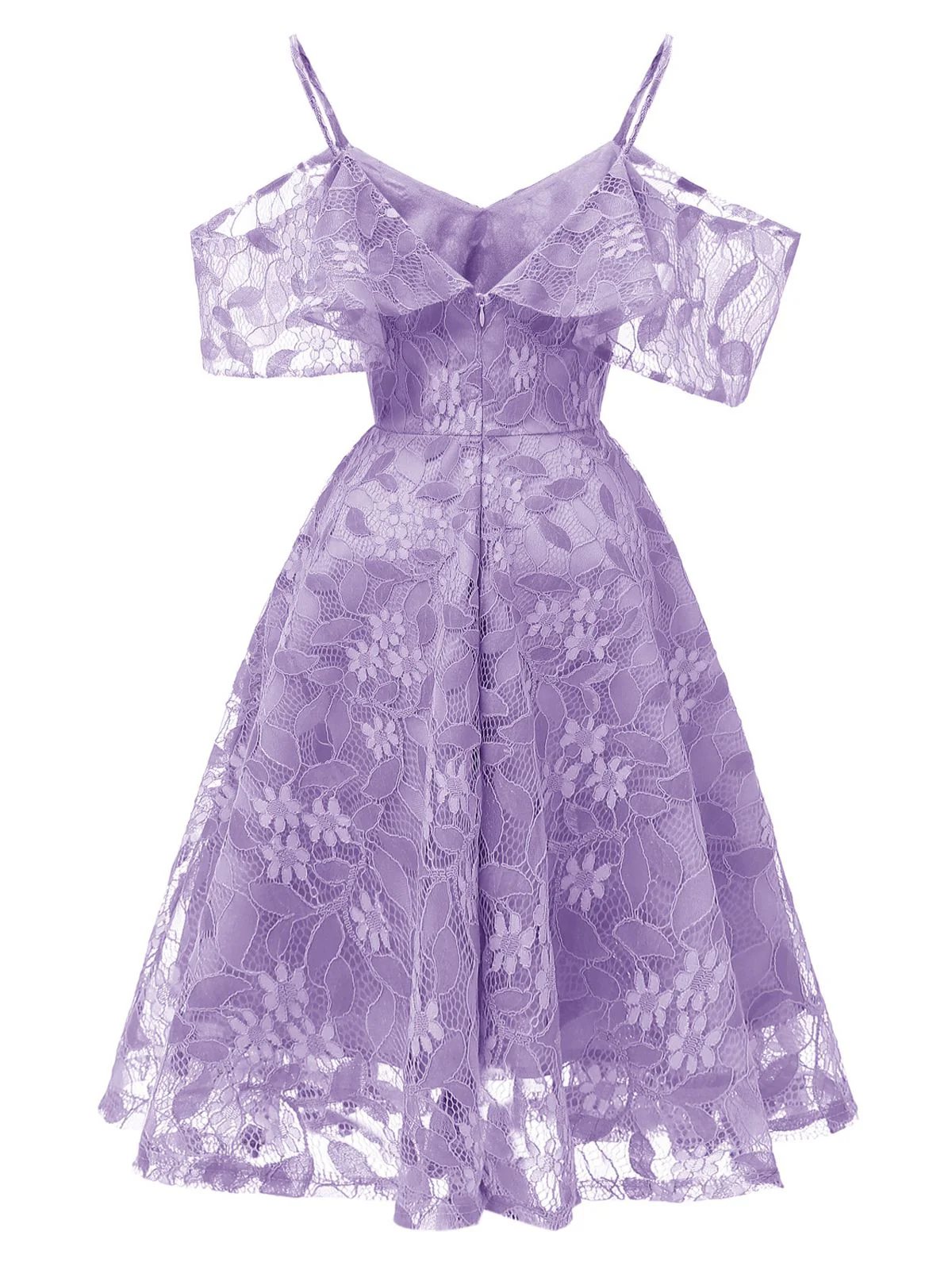 1950s Lace Cold Shoulder Ruffle Dress - Image 6