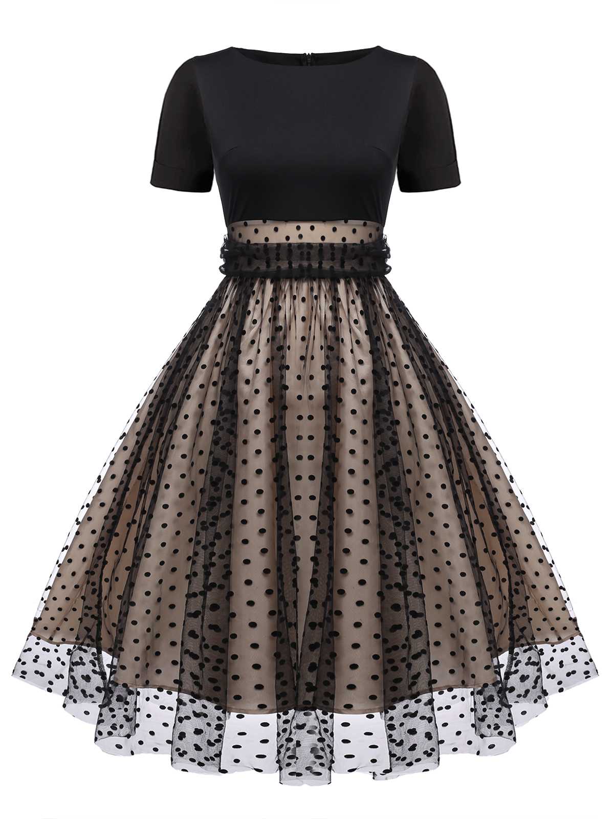 Black 1950s Polka Dot Swing Dress - Image 5