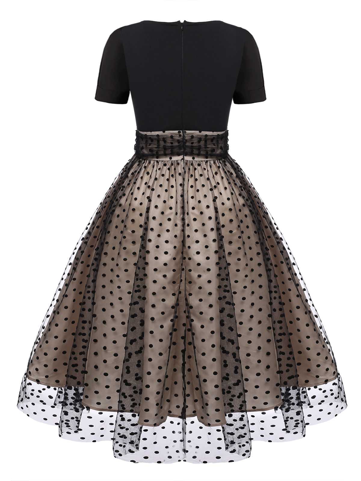 Black 1950s Polka Dot Swing Dress - Image 7