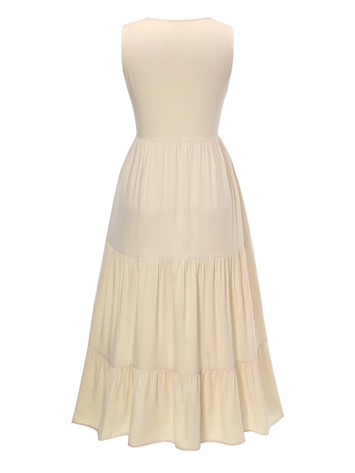 Cream 1940s Button Sleeveless Tiered Dress - Image 2