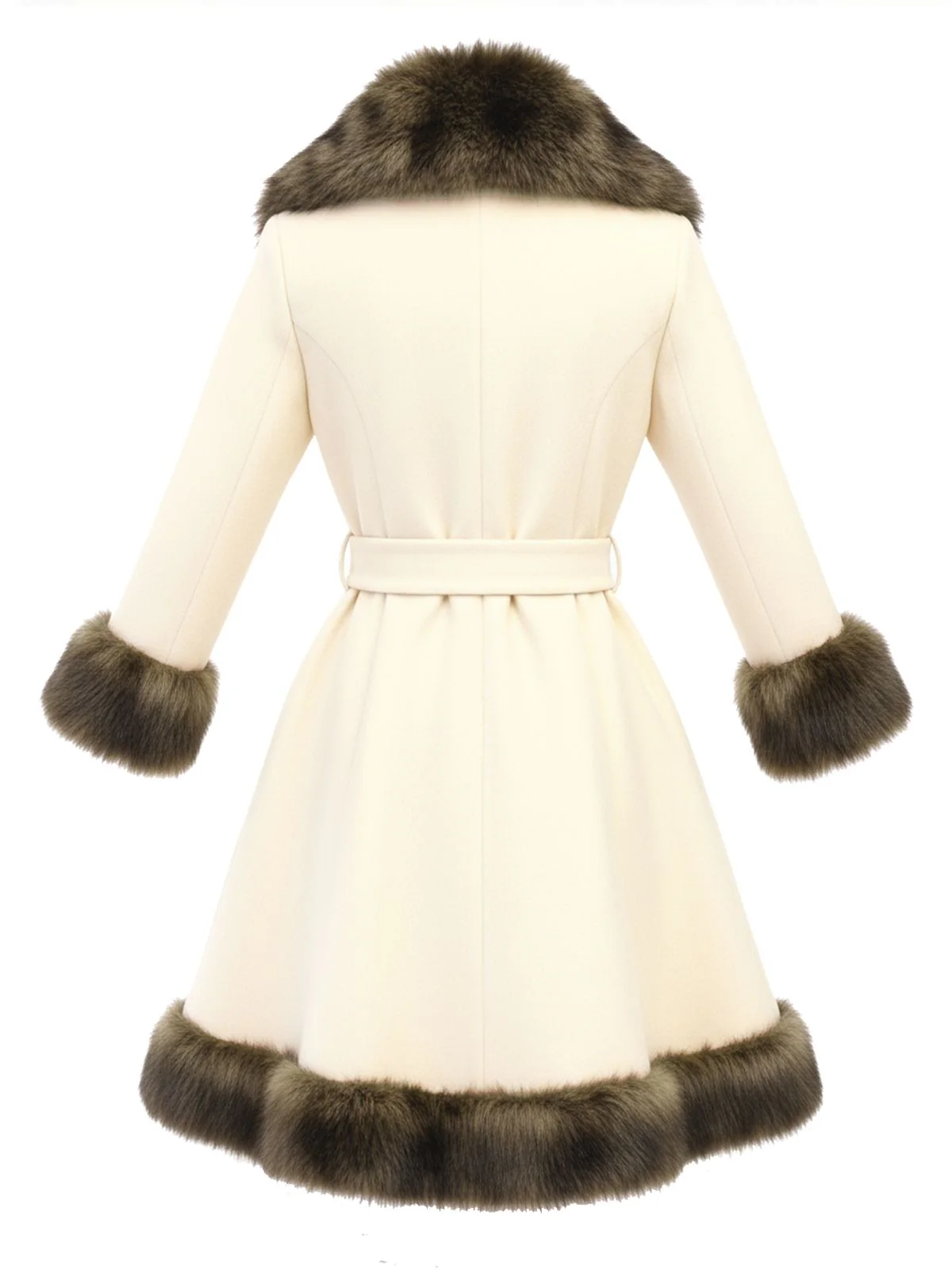Cream 1950s Fur Collar Patchwork Coat - Image 3