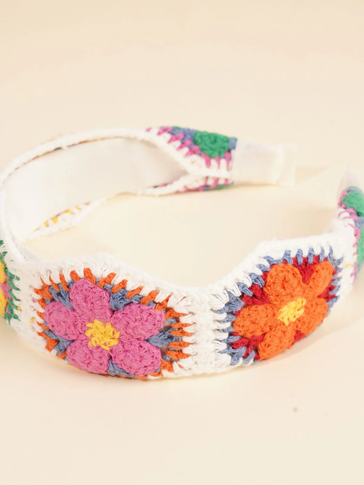 Crochet Floral Boho Headband Hair Accessory - Image 3