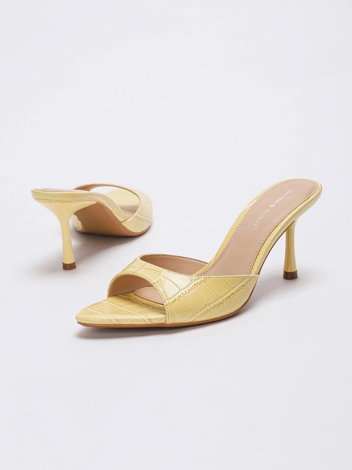 Crocodile-Print Open-Toe Stiletto Slide Heels - Image 10