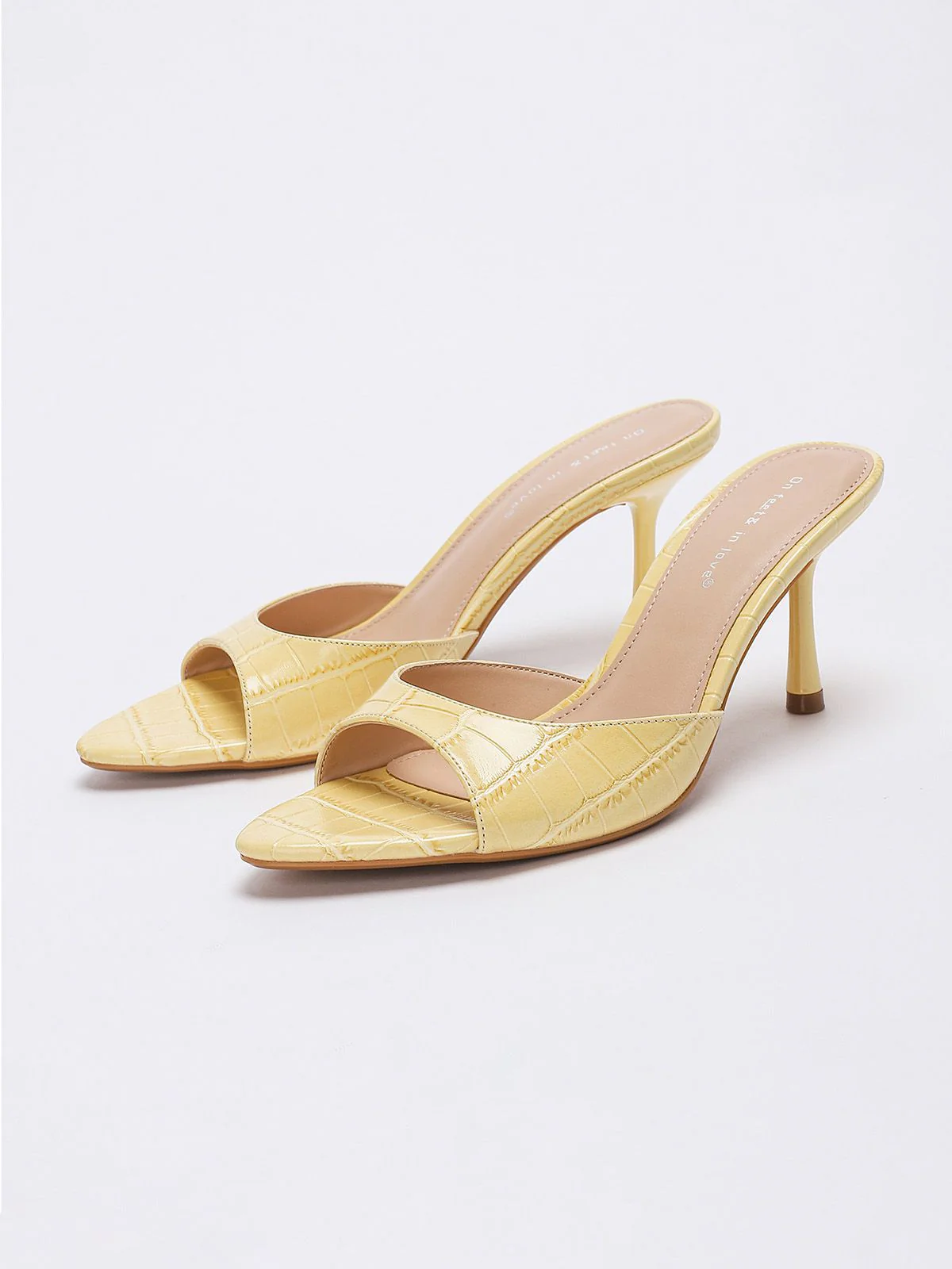 Crocodile-Print Open-Toe Stiletto Slide Heels - Image 2