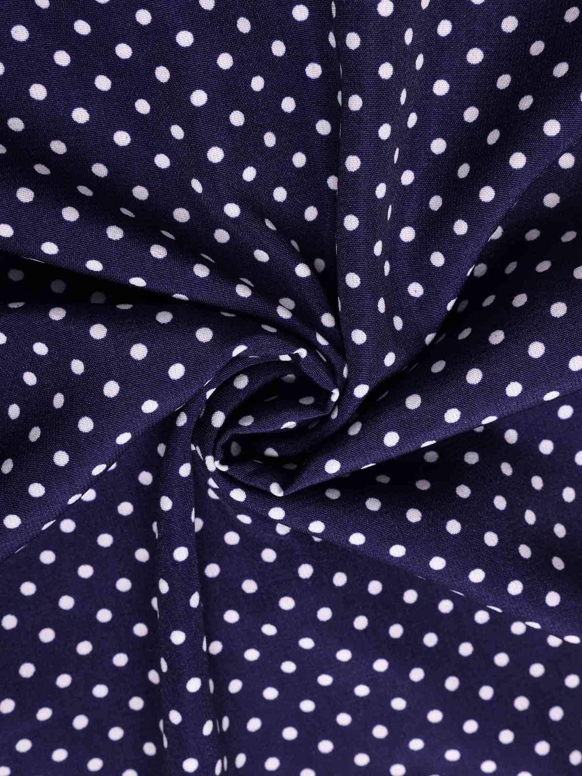 Dark Blue 1930s Polka Dot Ruffled Collar Fishtail Dress - Image 8