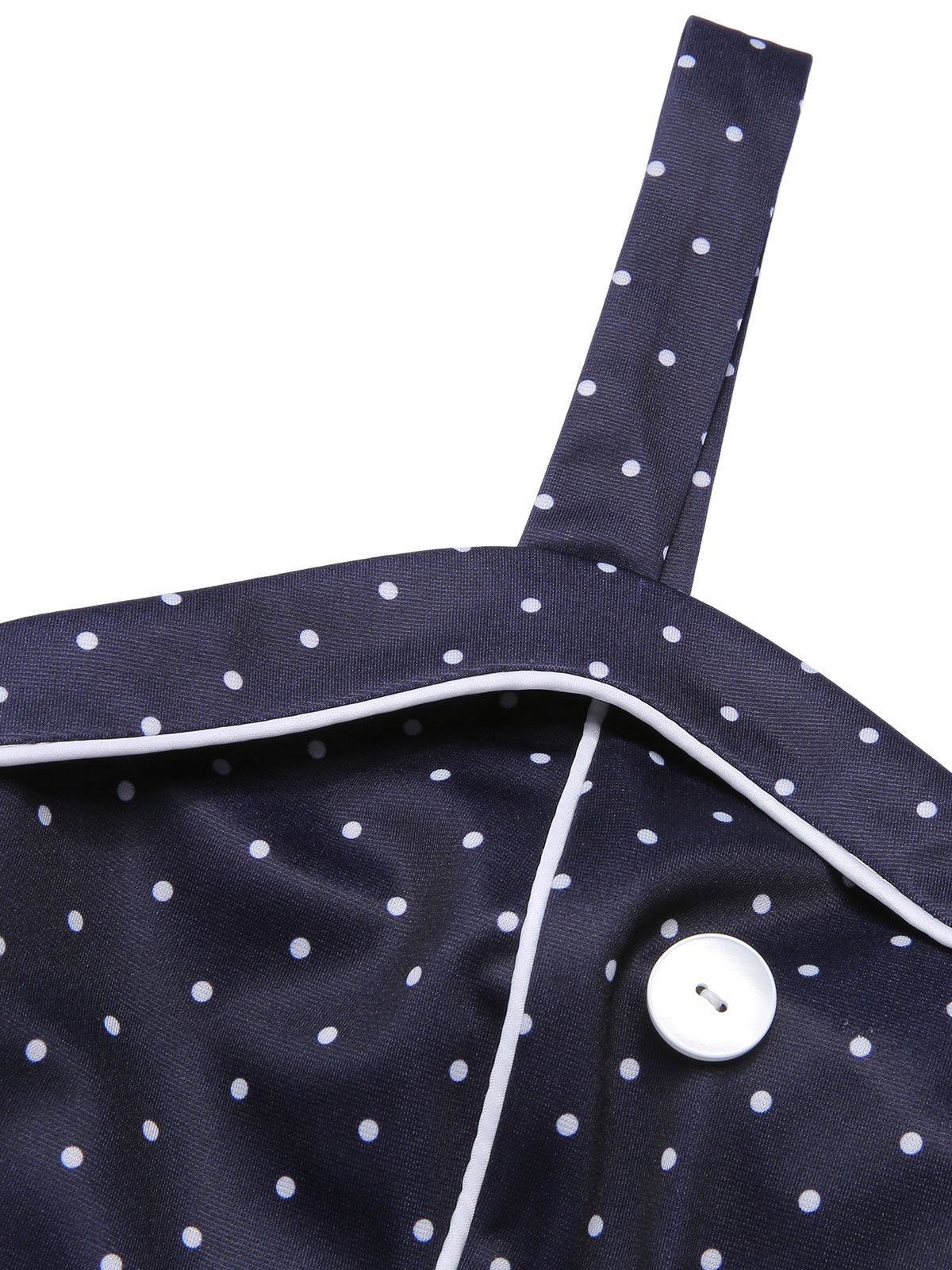 Dark Blue 1930s Polka Dots Straps Jumpsuit - Image 5