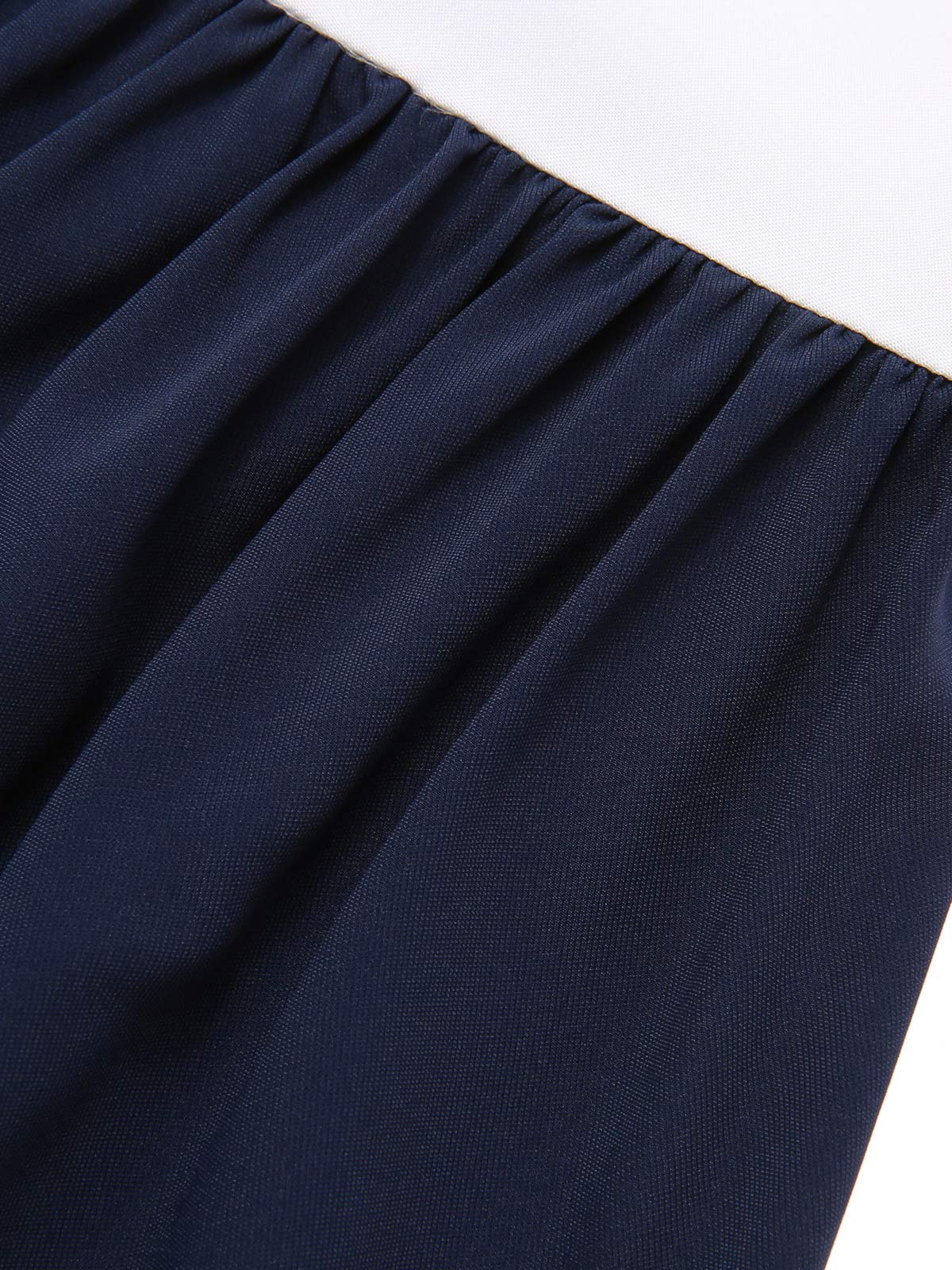 Dark Blue 1940s Boat Neck Stripe Dress - Image 6
