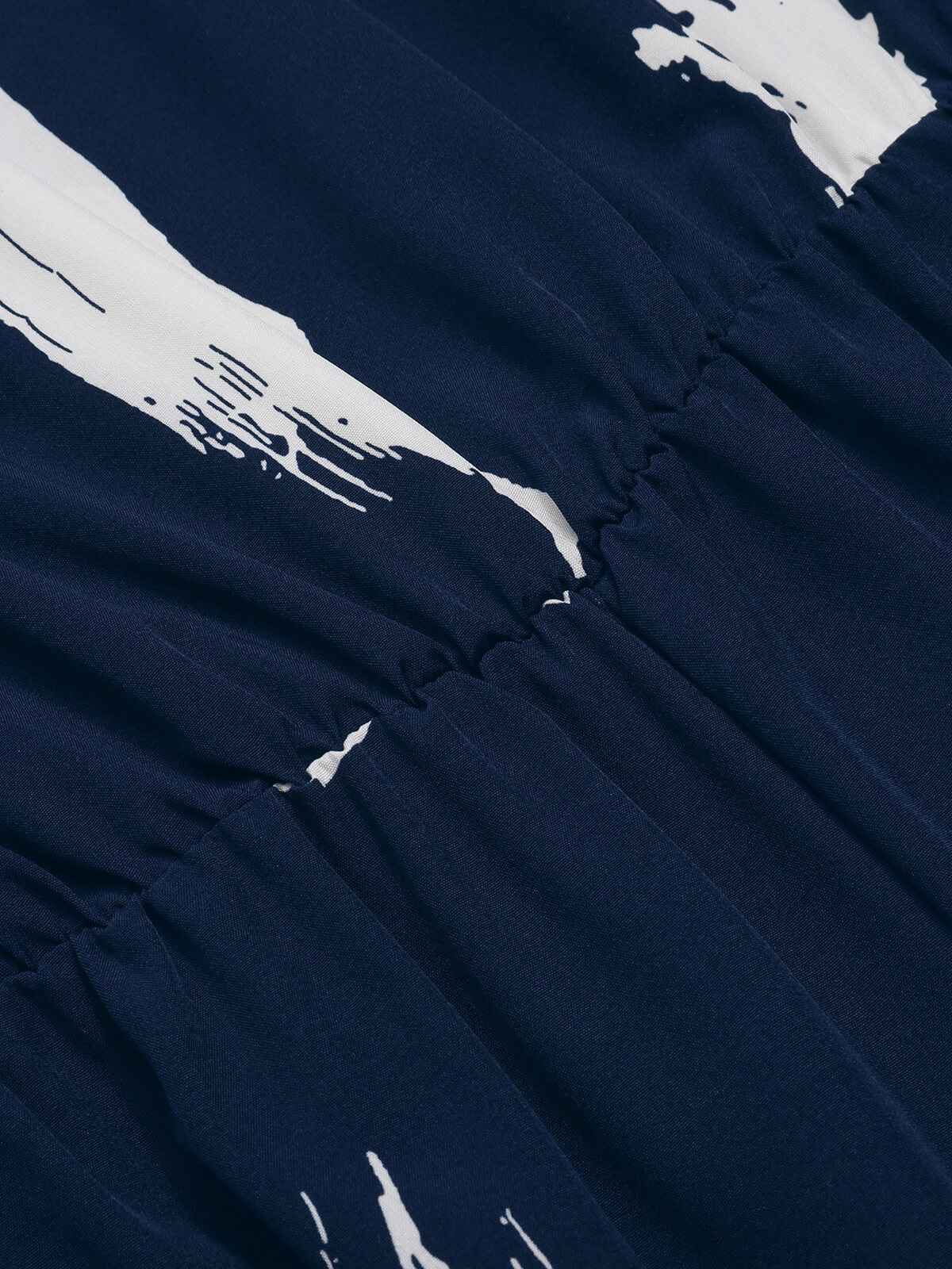 Dark Blue 1940s Brush Print Jumpsuit With Belt - Image 4