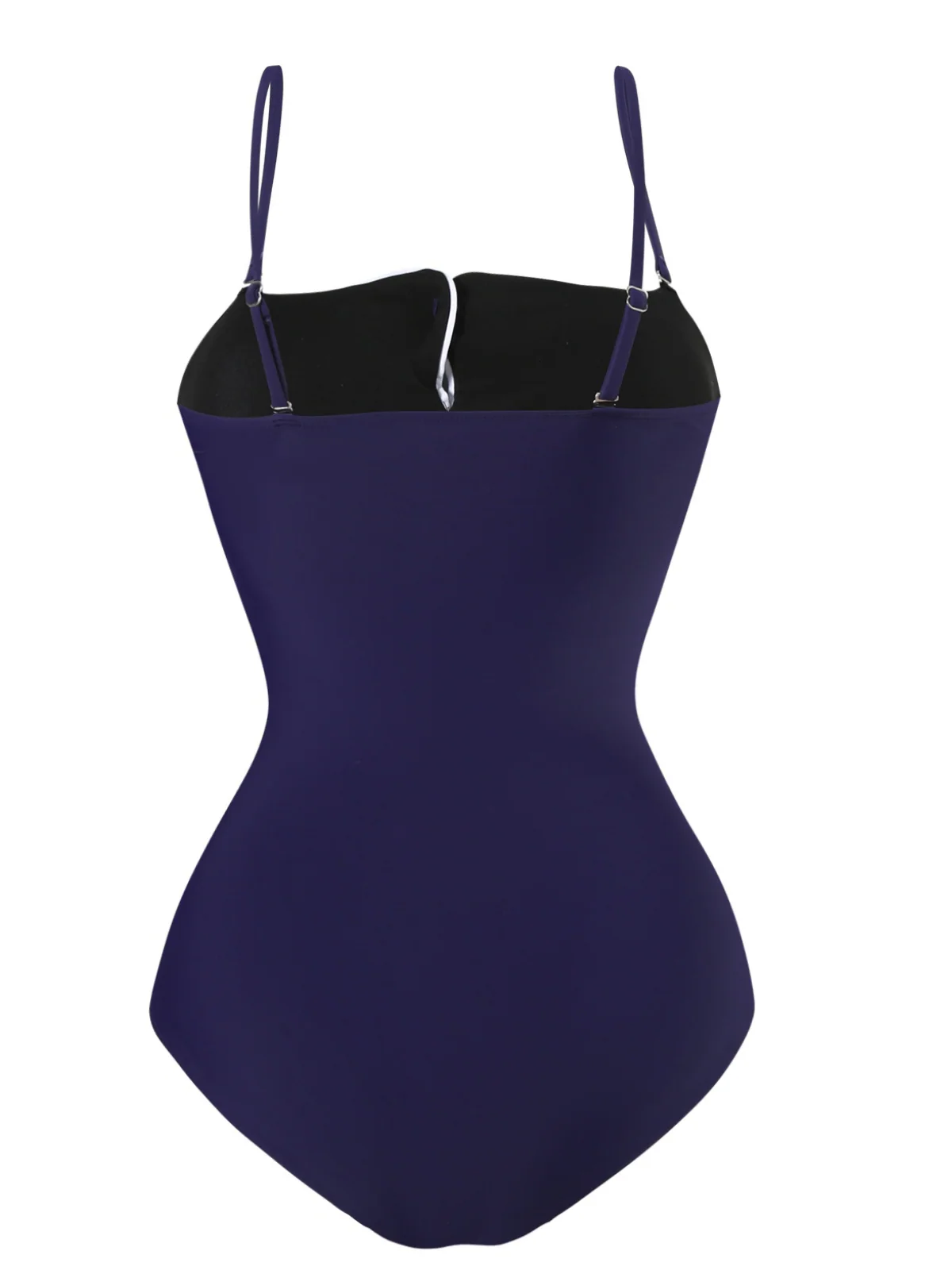 Dark Blue 1940s Button Spaghetti Strap One-piece Swimsuit - Image 2