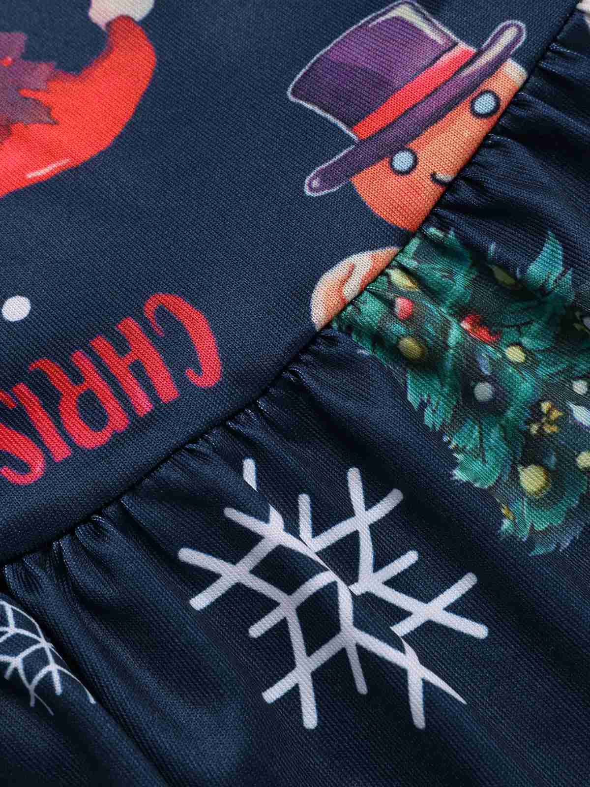 Dark Blue 1940s Christmas Straps Nightgown - Image 4