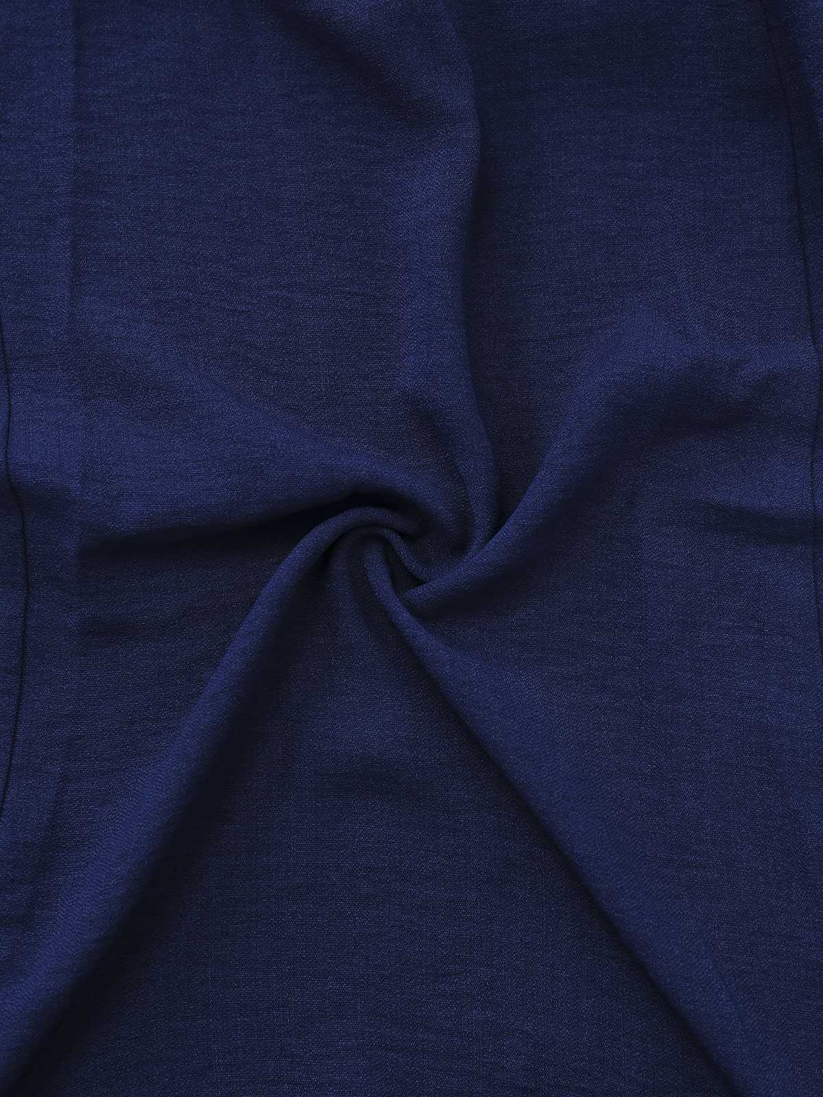 Dark Blue 1940s Contrast-Trim Belted Shirt Dress - Image 6