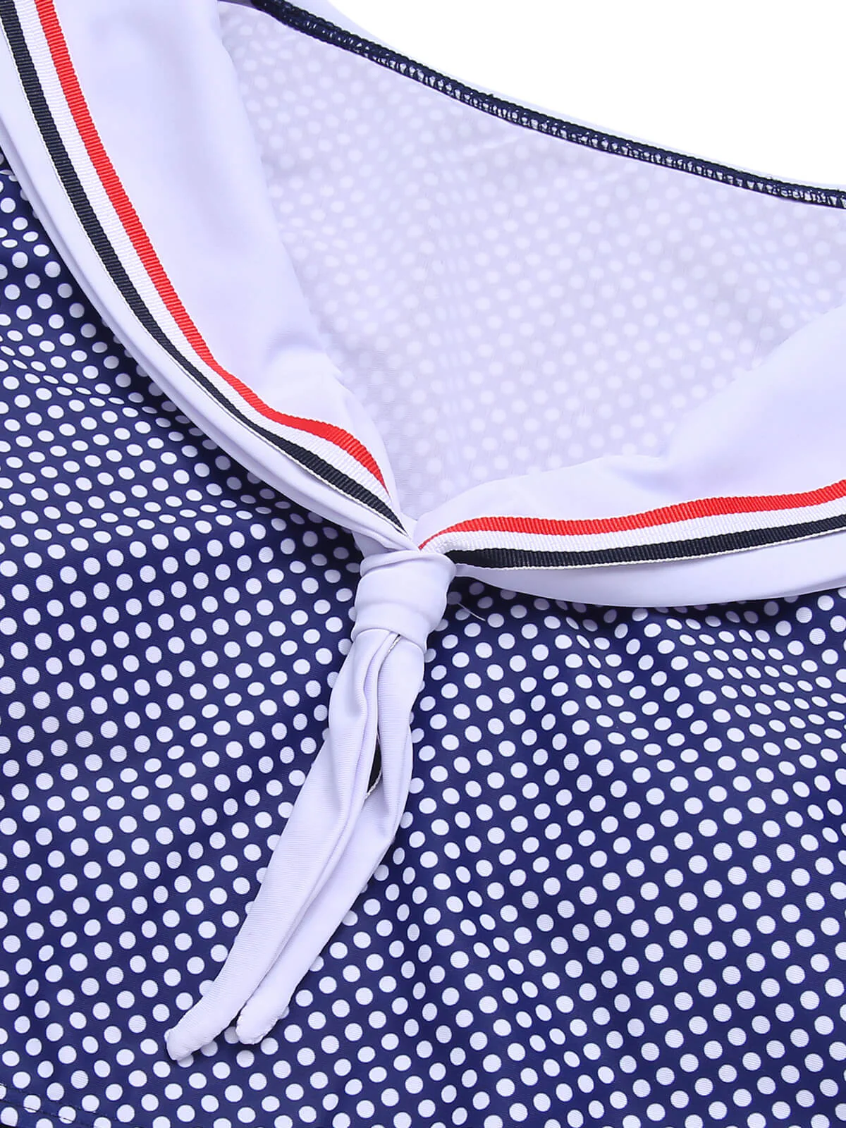 Dark Blue 1940s Dots Sailor Collar Swimsuit - Image 5