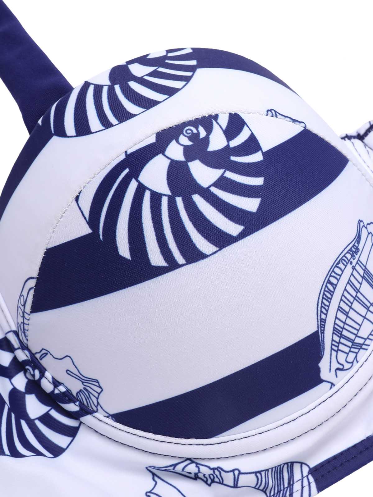 Dark Blue 1940s Halter Ocean Stripes Swimsuit - Image 5