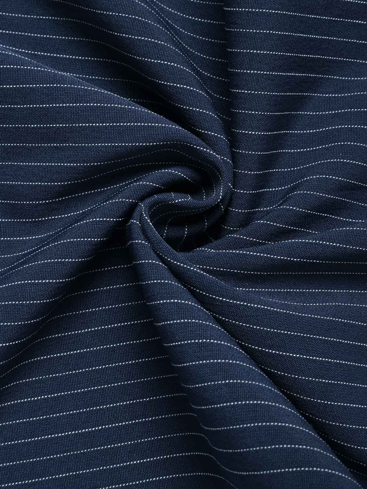 [Pre-Sale] Dark Blue 1940s Stripe Ruffle Halter Pocket Jumpsuit - Image 6