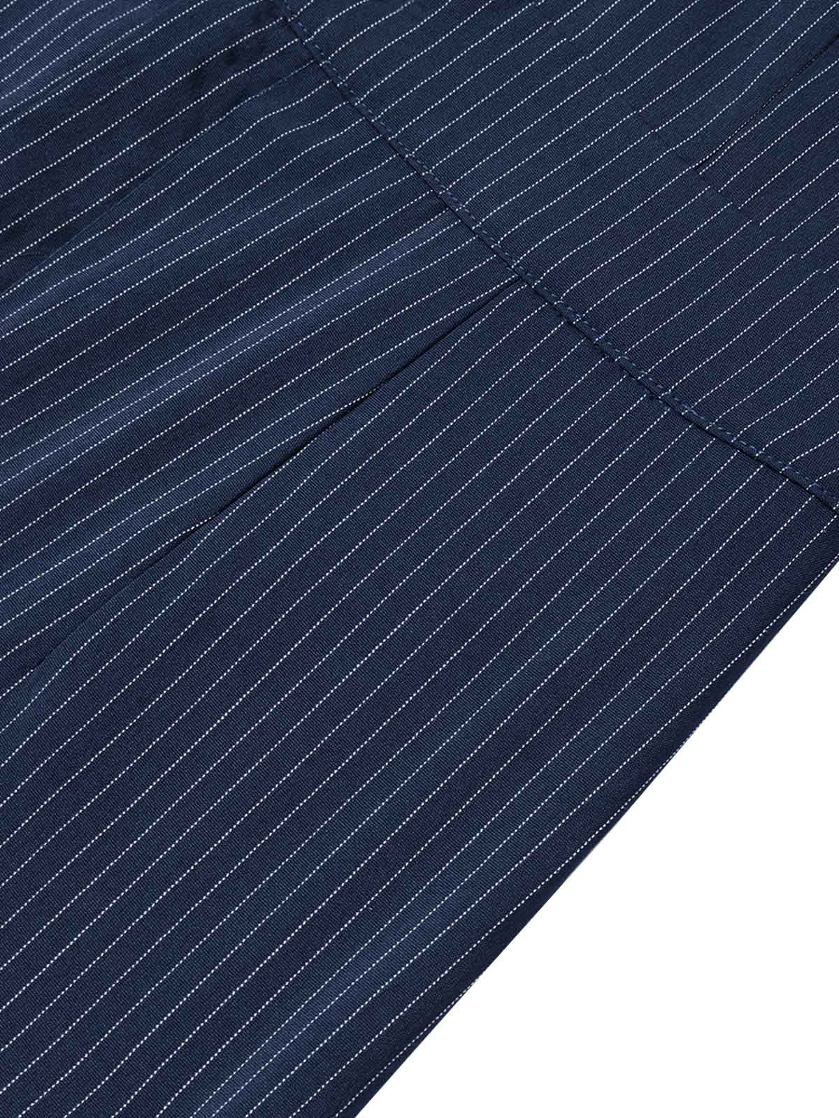 [Pre-Sale] Dark Blue 1940s Stripe Ruffle Halter Pocket Jumpsuit - Image 7