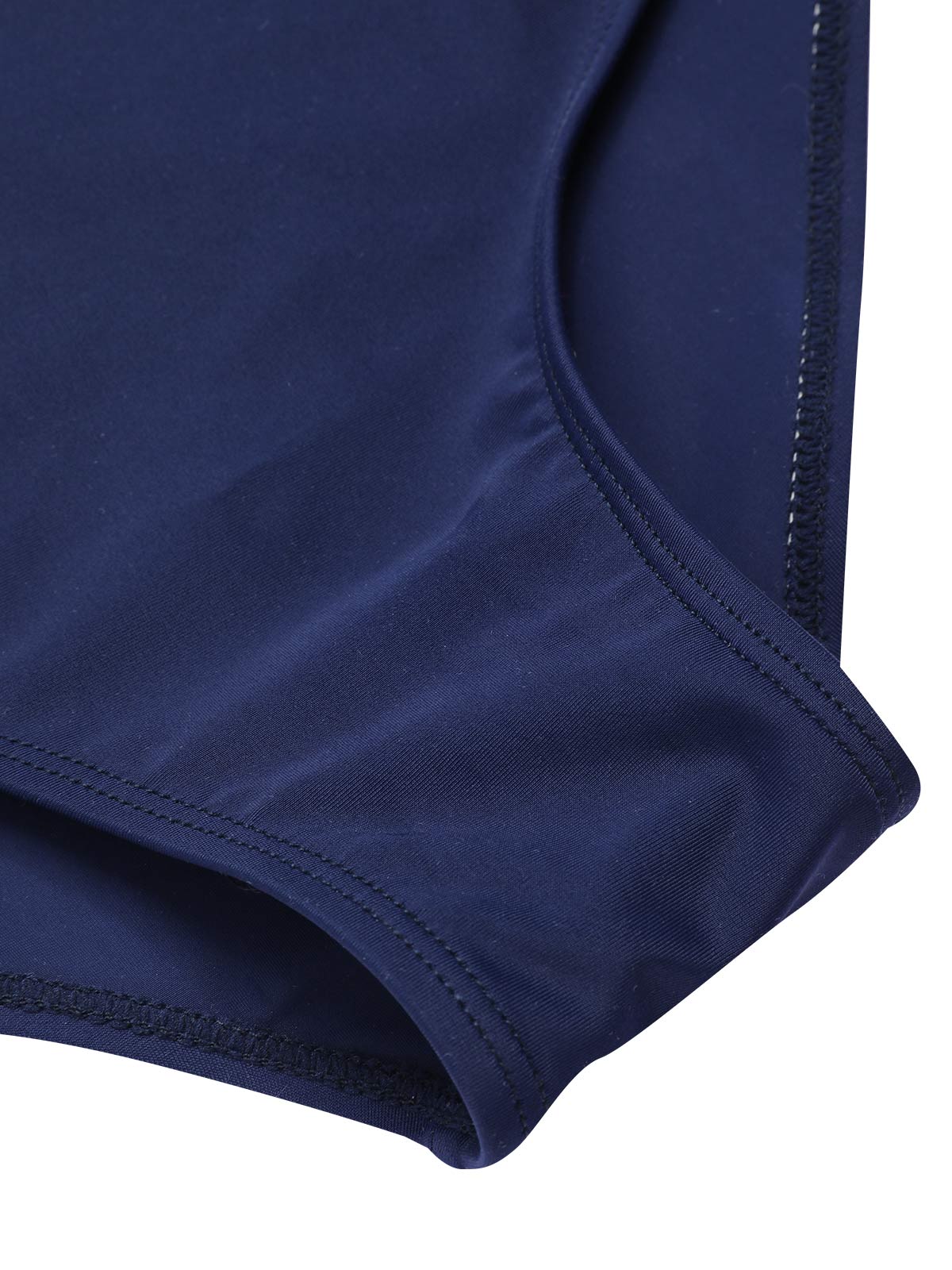 Dark Blue 1940s Striped Ruffled Swimsuit - Image 8