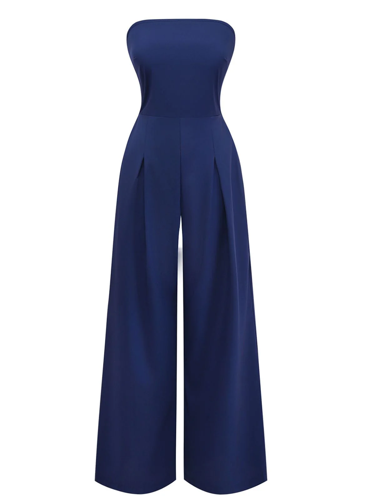 Dark Blue 1940s Wrap Style Wide Leg Jumpsuit - Image 2