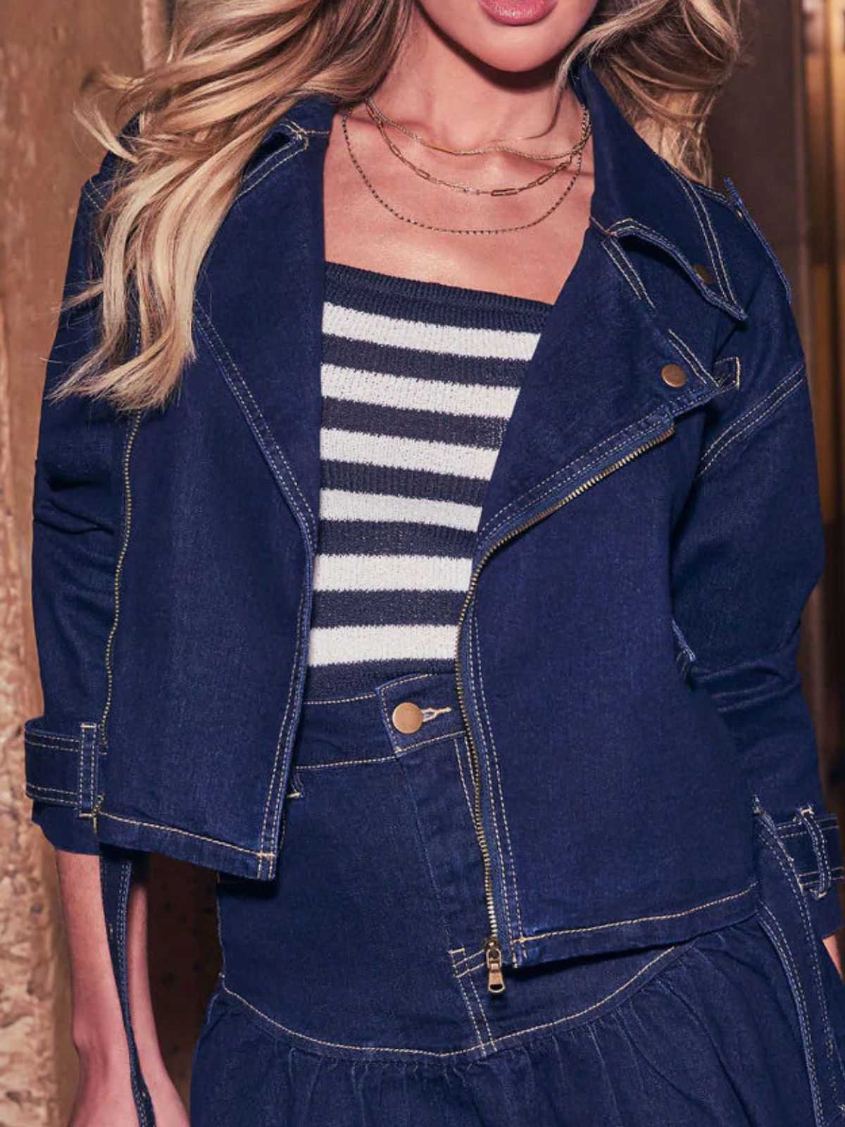 Dark Blue 1950s Denim Button Lapel Jacket - Image 3