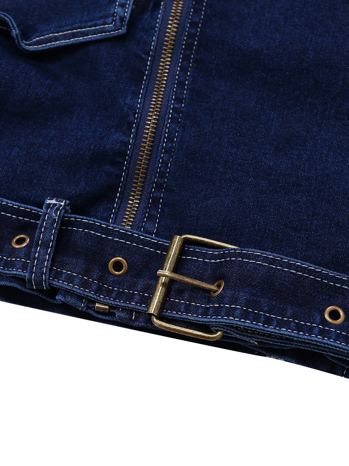 Dark Blue 1950s Denim Button Lapel Jacket - Image 7