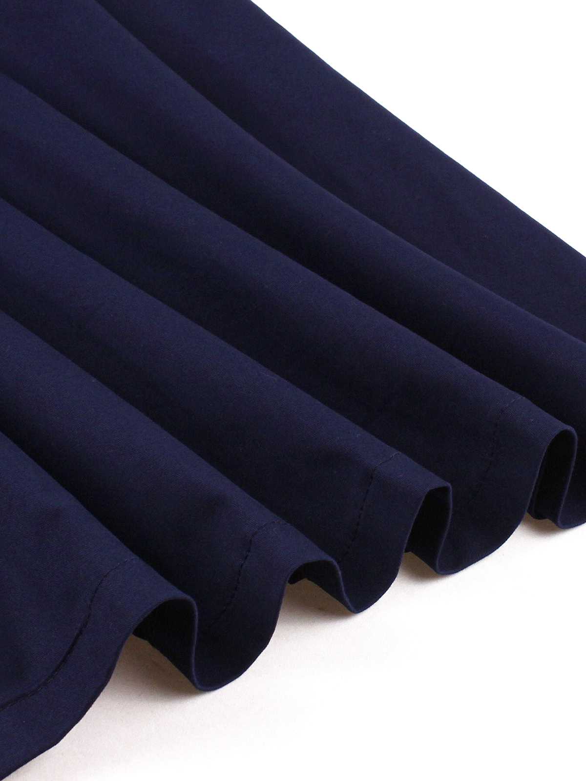 Dark Blue 1950s Peter Pan Collar Belted Dress - Image 4
