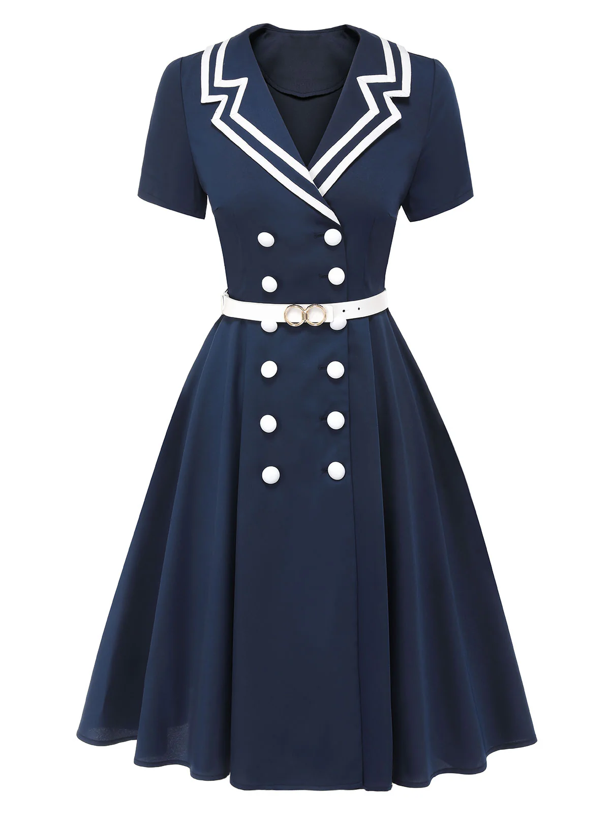 [Pre-Sale] Dark Blue 1950s Sailor Style Double Breasted Dress - Image 2