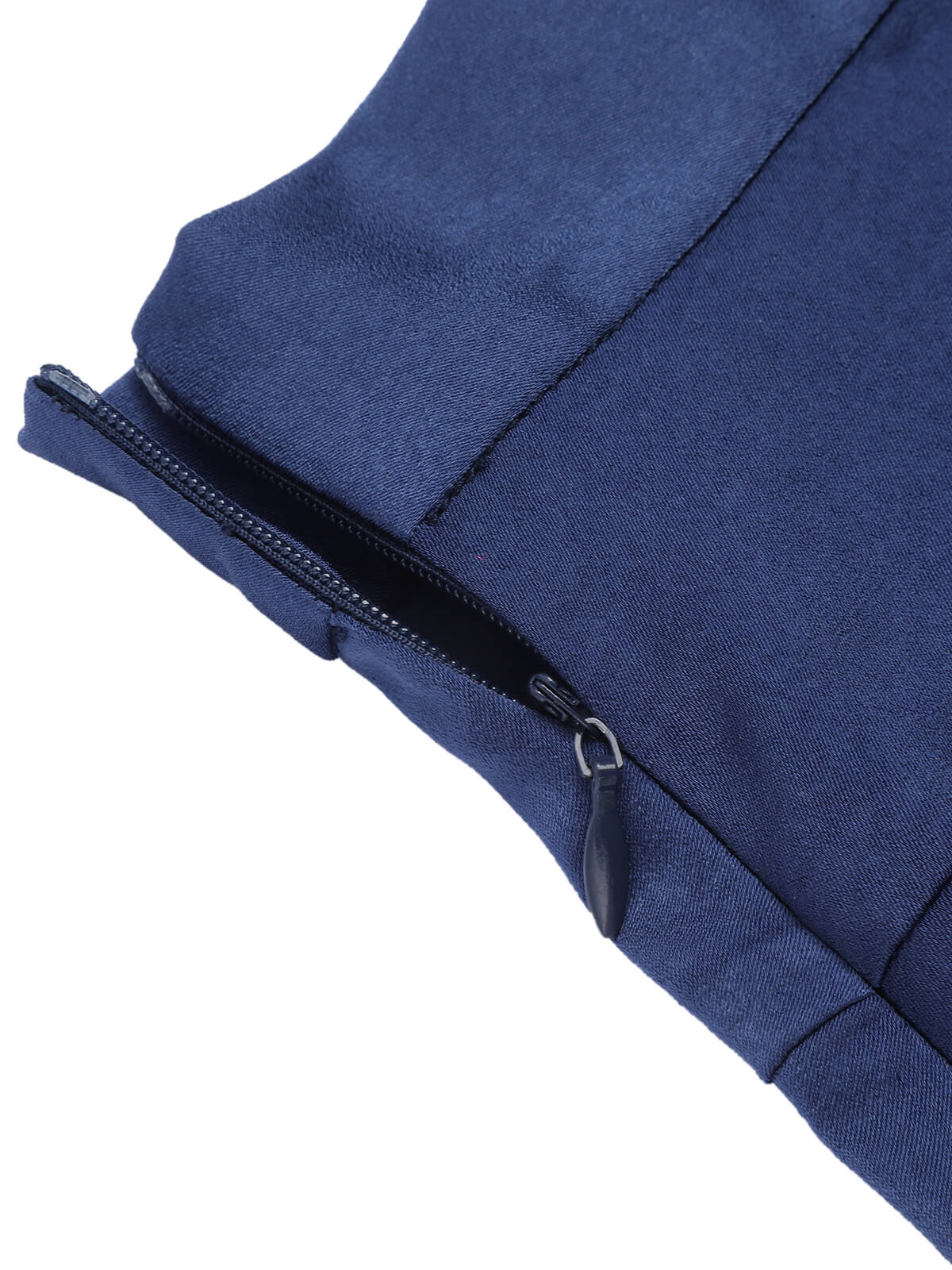 Dark Blue 1950s Solid High-Waist Pleated Skirt - Image 5