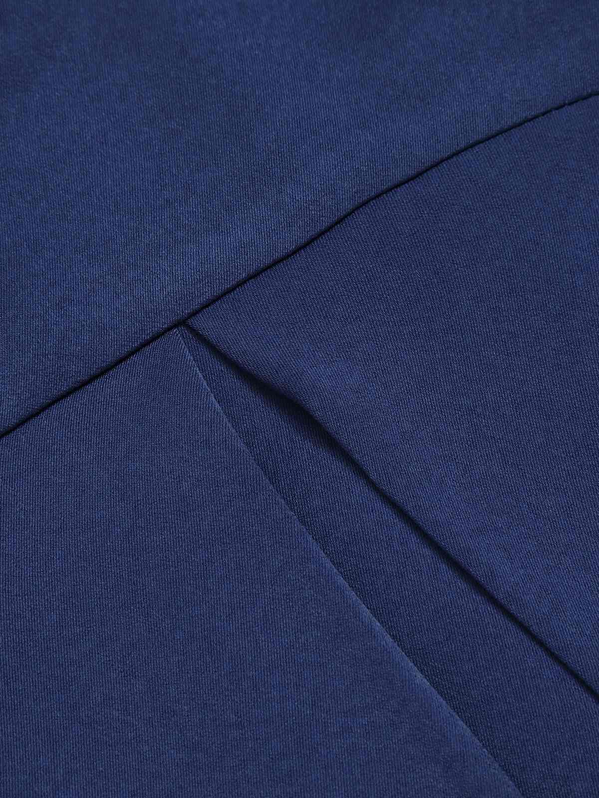 Dark Blue 1950s Solid High-Waist Pleated Skirt - Image 6