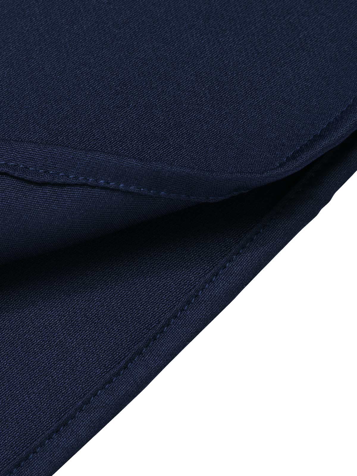 Dark Blue 1950s Striped Off-Shoulder Dress - Image 7