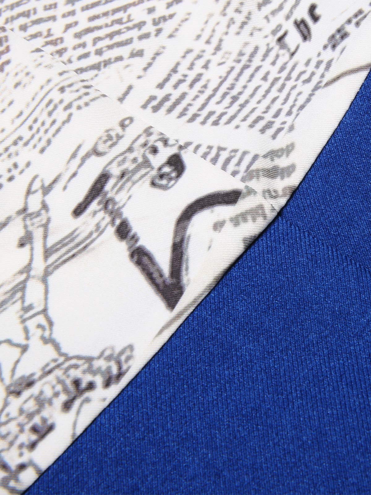 Dark Blue 1960s Bandeau Newspaper Belted Pencil Dress - Image 5