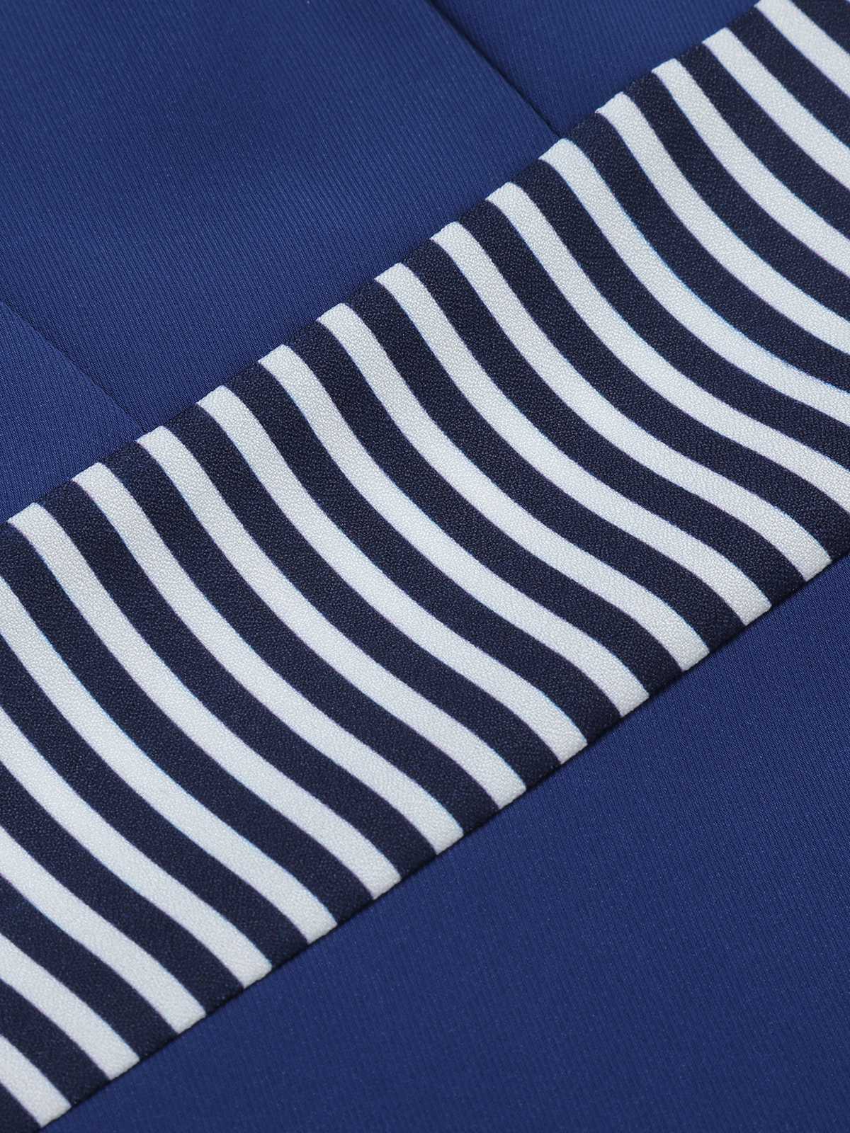 Dark Blue 1960s Buttoned Stripes Dress - Image 6