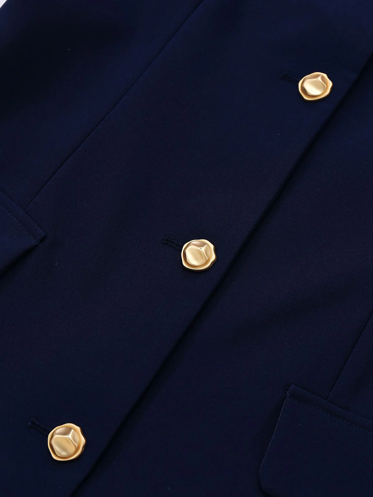 Dark Blue 1960s Contrast Raw Cuffs Buttons Dress - Image 4
