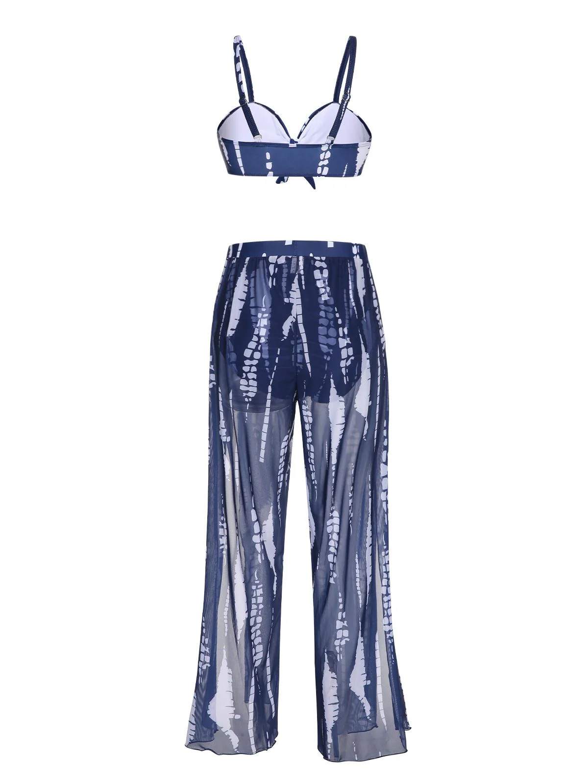 Dark Blue 1960s Dyed Graphic Strap Swimsuit & Cover Up - Image 3