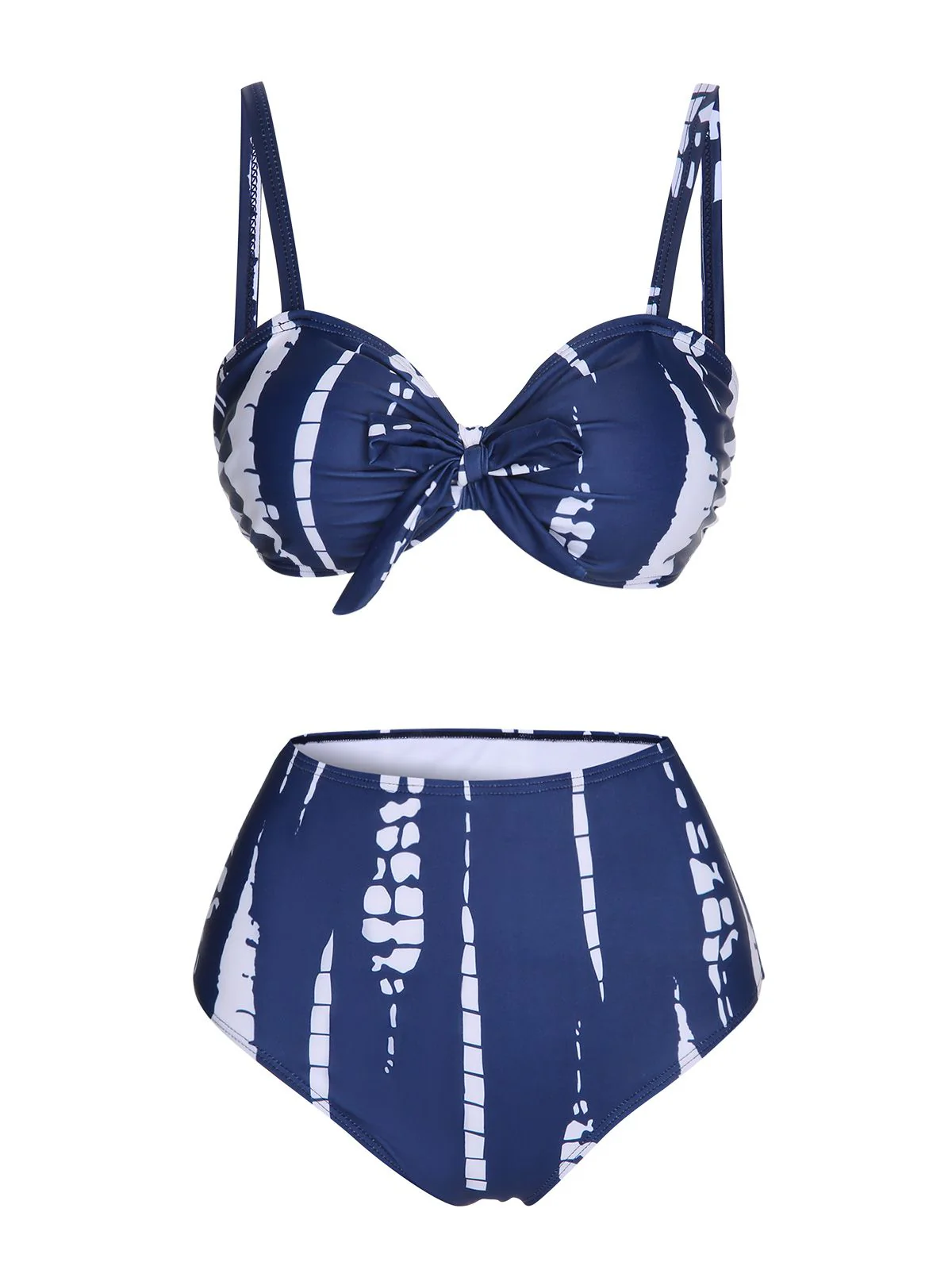 Dark Blue 1960s Dyed Graphic Strap Swimsuit & Cover Up - Image 4