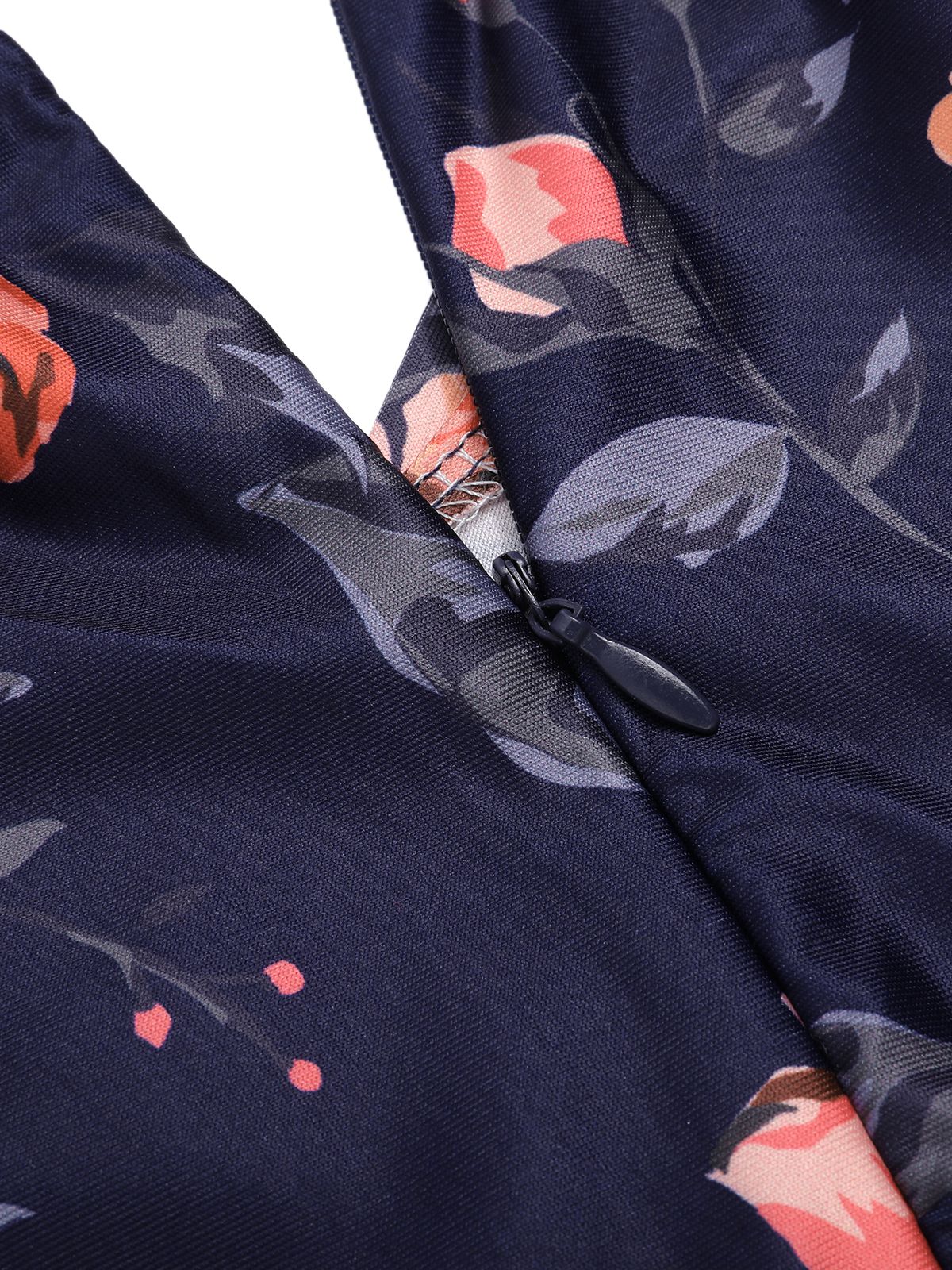 Dark Blue 1960s Off-Shoulder Floral Jumpsuit - Image 3
