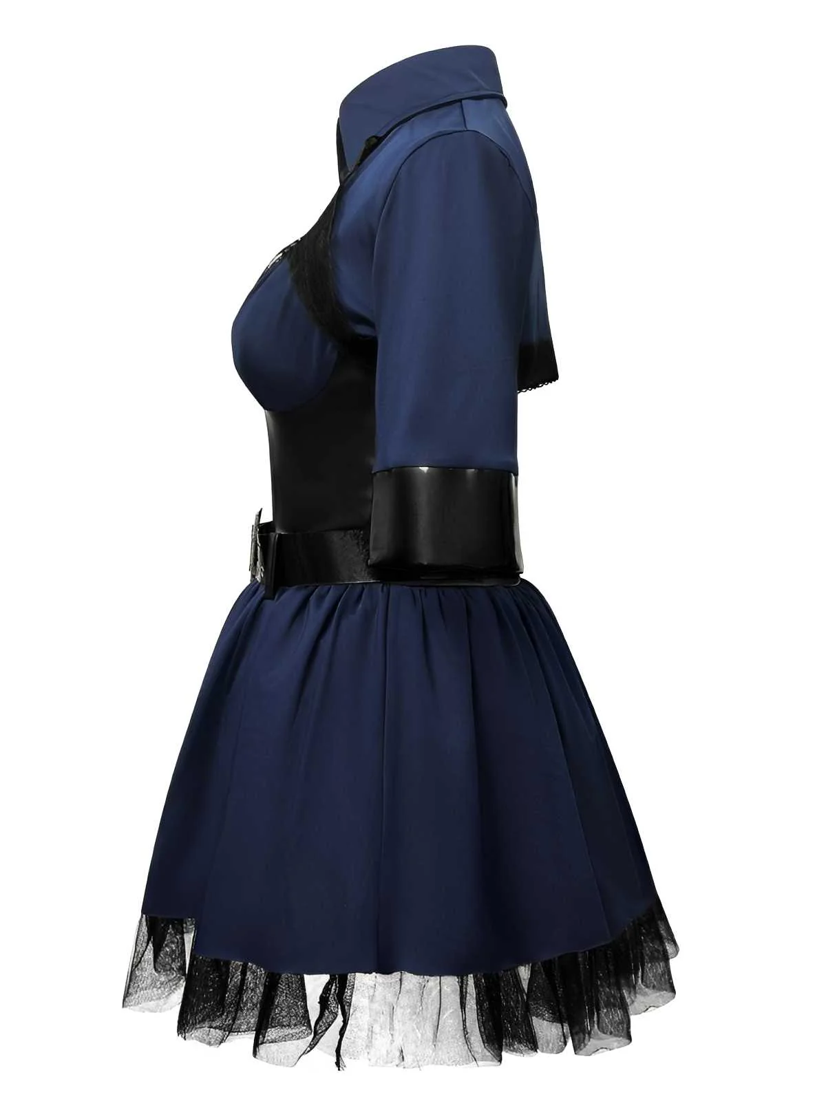 Dark Blue 1960s Police Halloween Cosplay Dress - Image 3