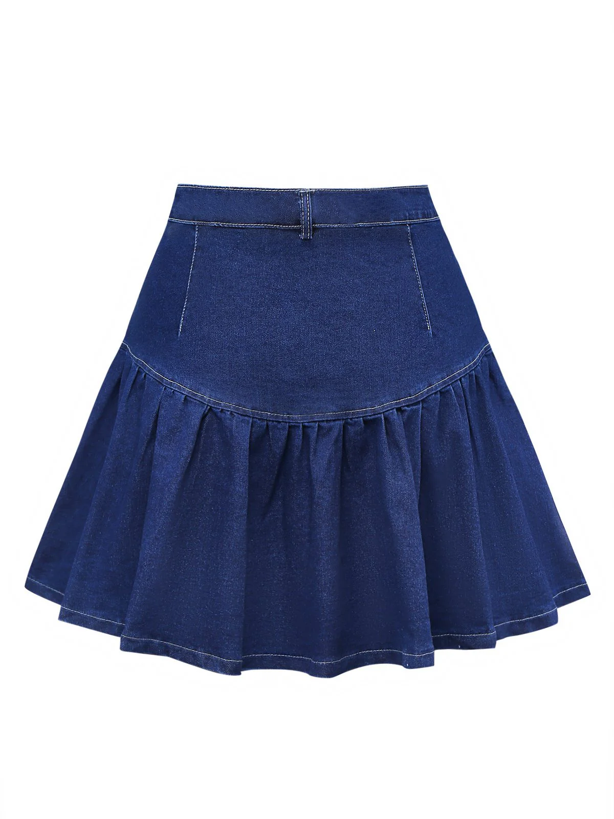 Dark Blue 1960s Ruffled Denim Skirt - Image 4