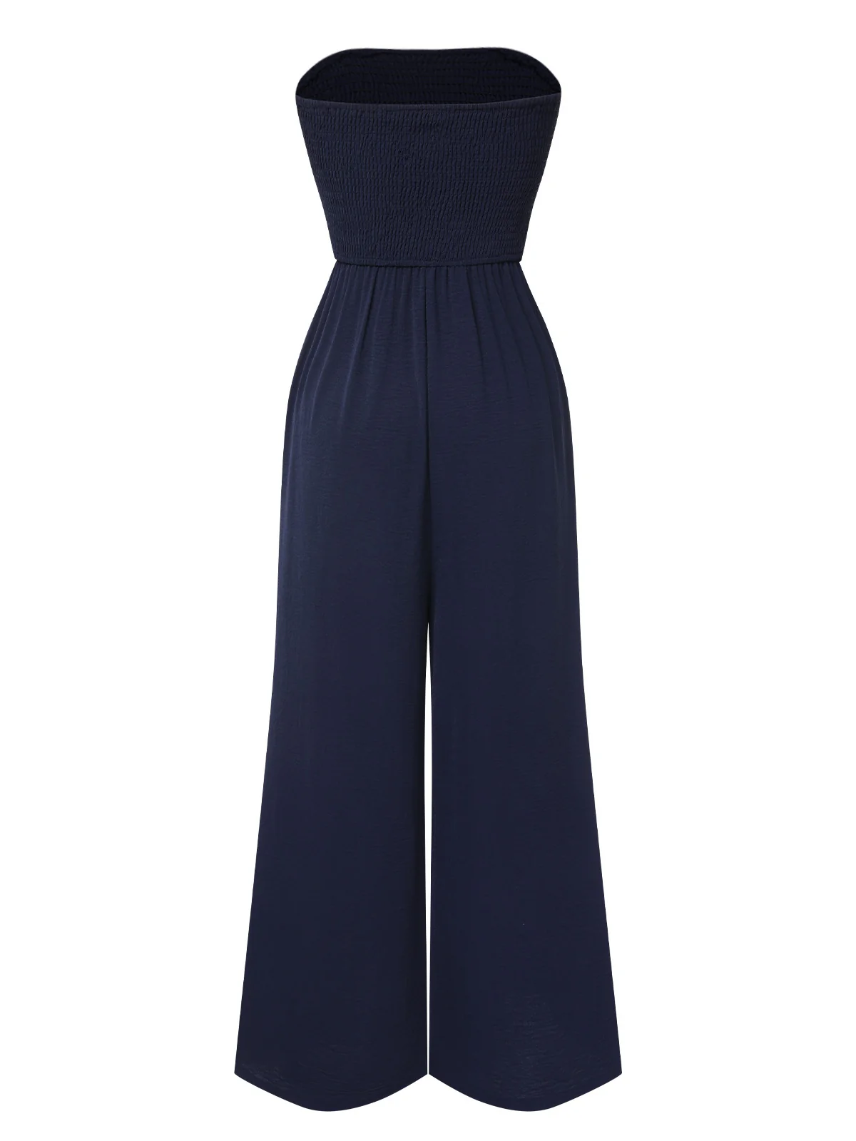 Dark Blue 1960s Solid Bow Strapless Jumpsuit - Image 3