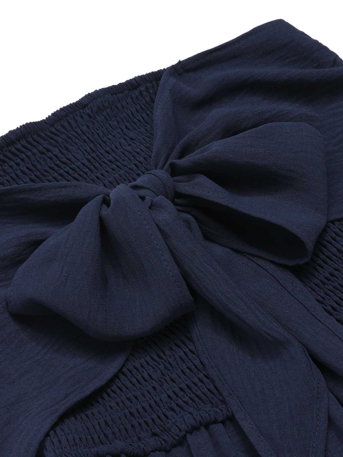 Dark Blue 1960s Solid Bow Strapless Jumpsuit - Image 4