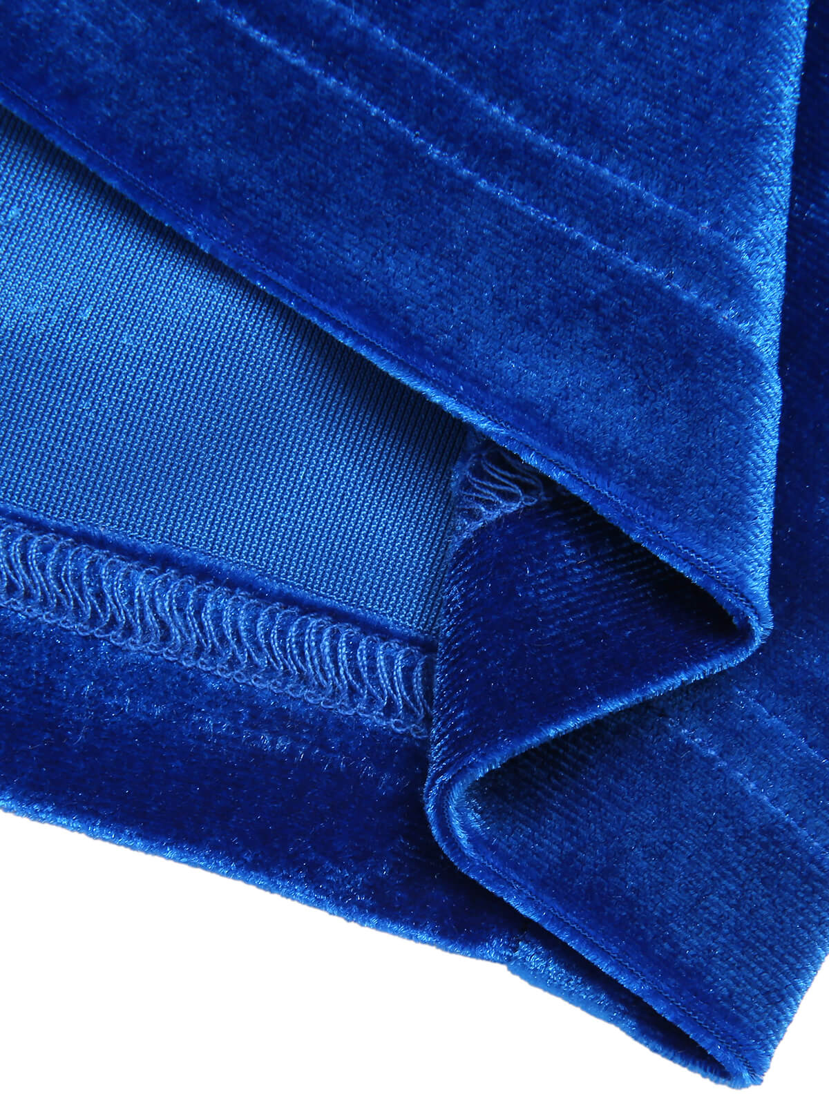 Dark Blue 1960s V-Neck Pleated Velvet Dress - Image 7