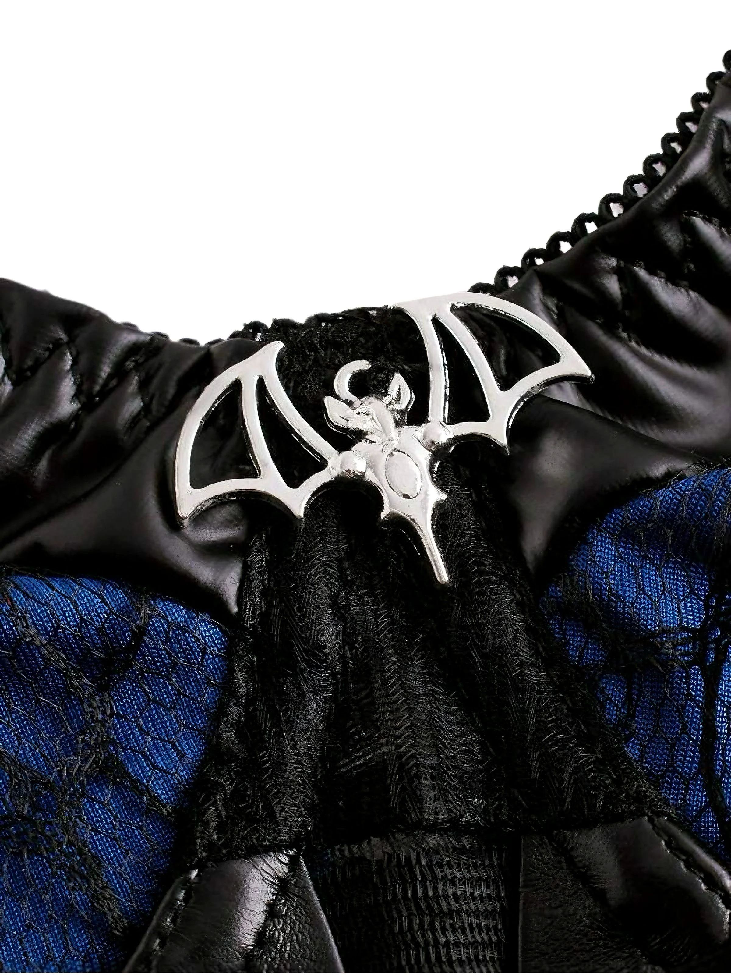 Dark Blue 1980s Punk Lace Patchwork Corset Top - Image 3