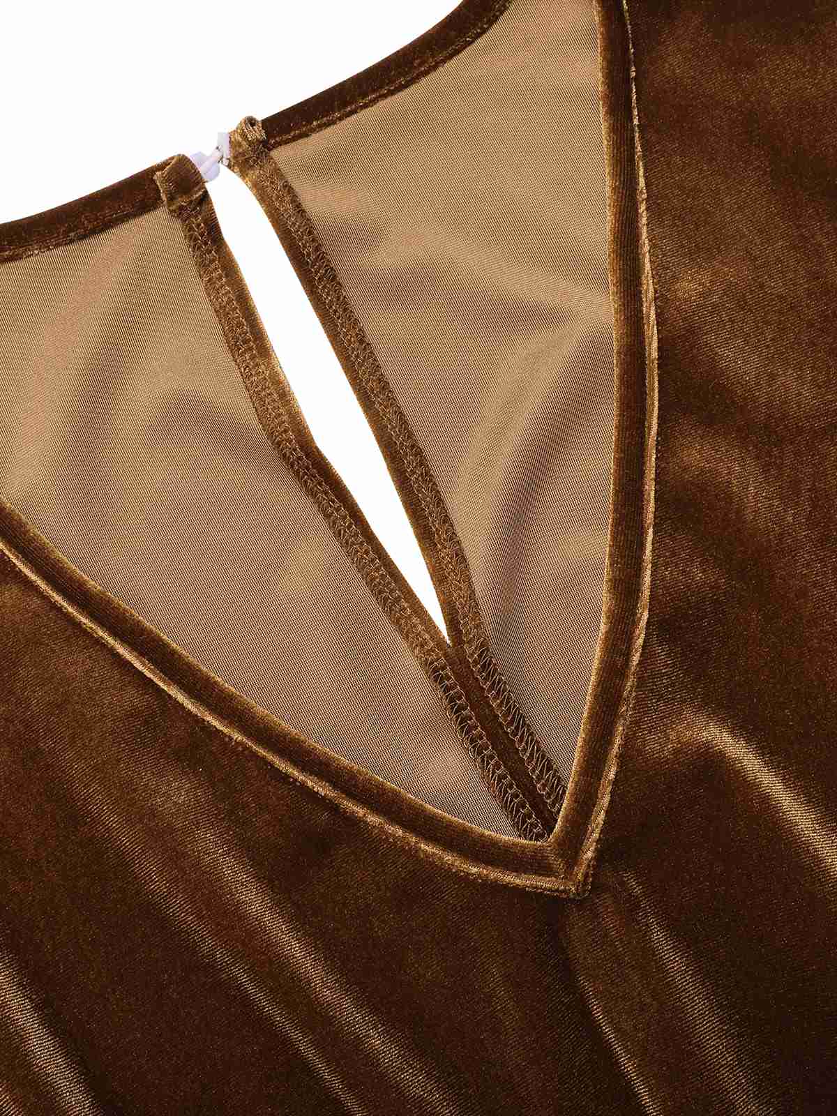 Dark Brown 1930s Solid V-Neck Velvet Jumpsuit - Image 4