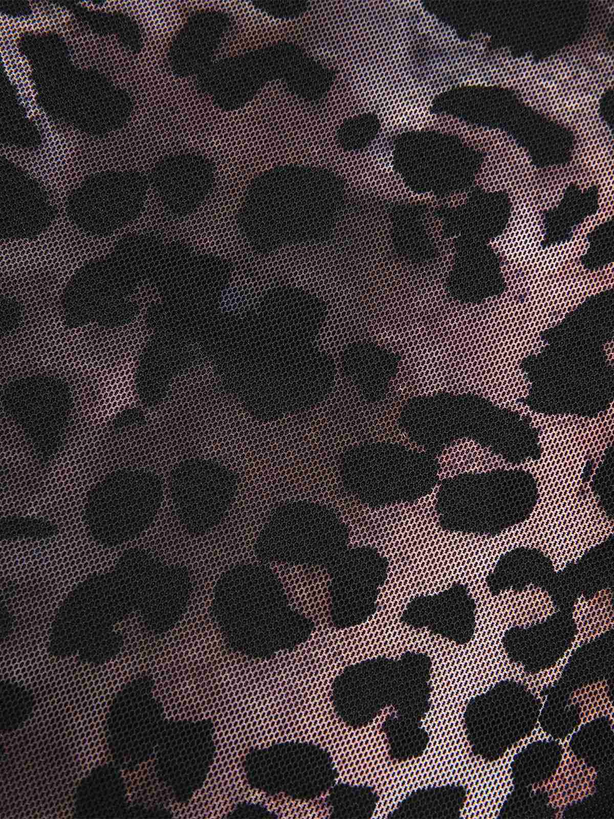 Dark Brown 1950s Leopard Mesh Mermaid Skirt - Image 3