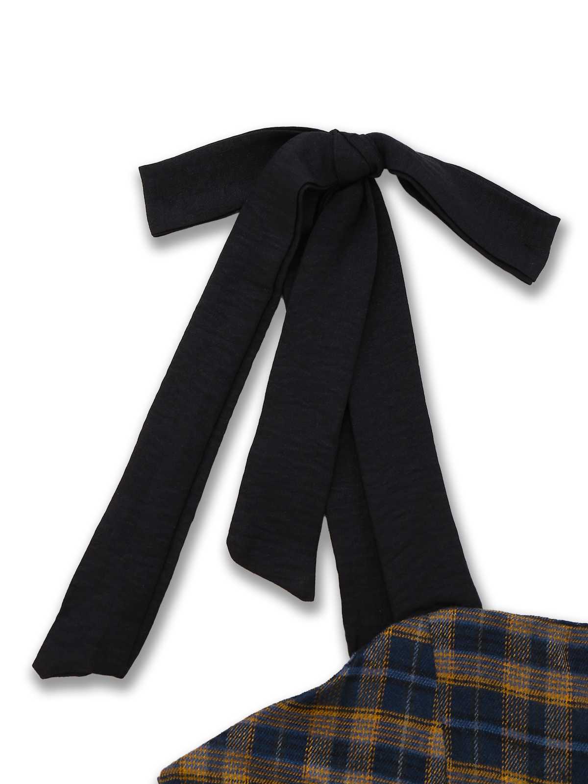 Dark Coffee 1950s Bow Strap Plaid Dress - Image 3
