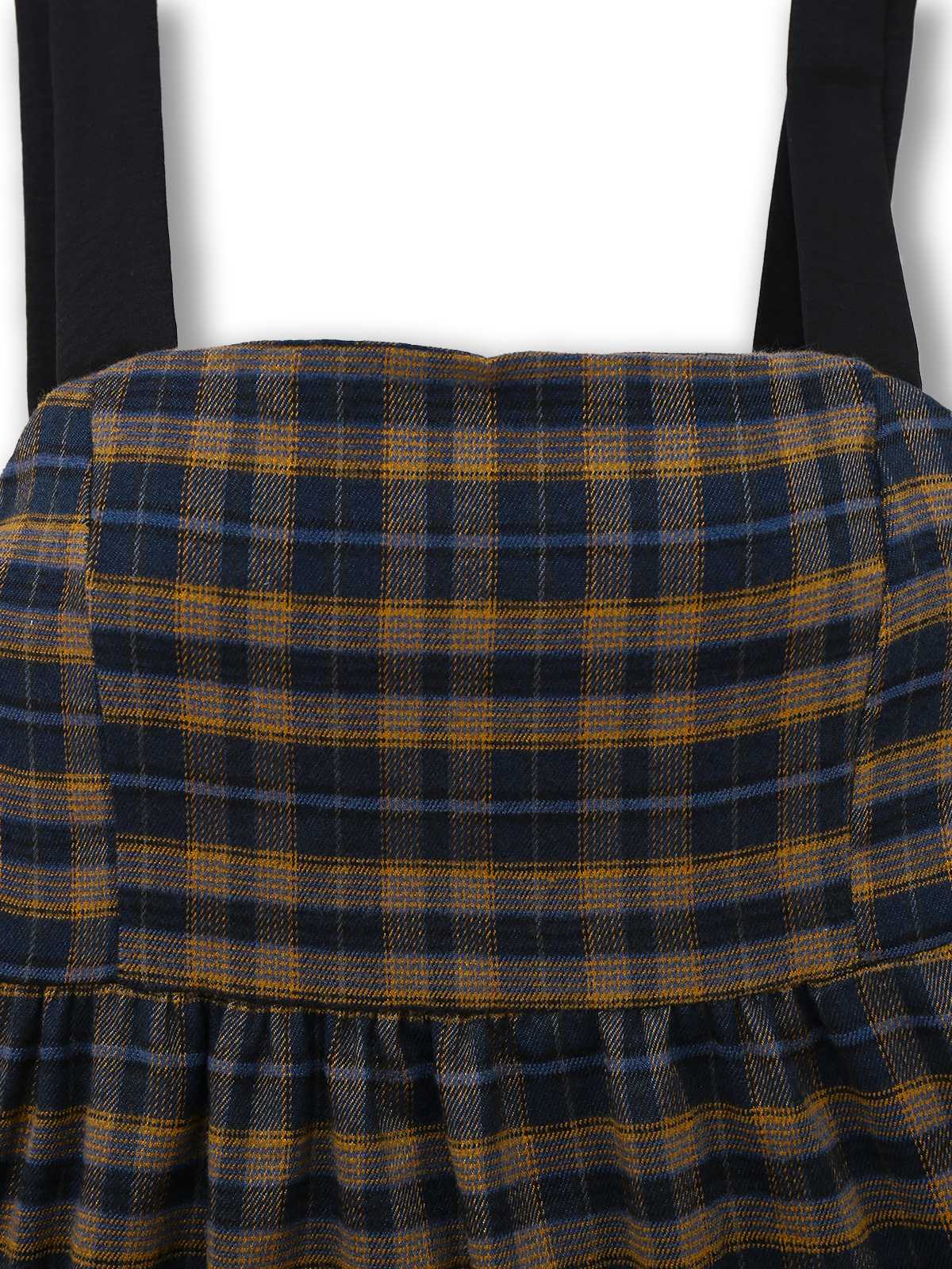 Dark Coffee 1950s Bow Strap Plaid Dress - Image 4