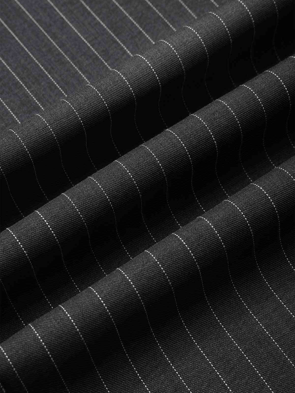 Dark Gray 1940s Pinstripes Wide-Leg Pants - Image 6