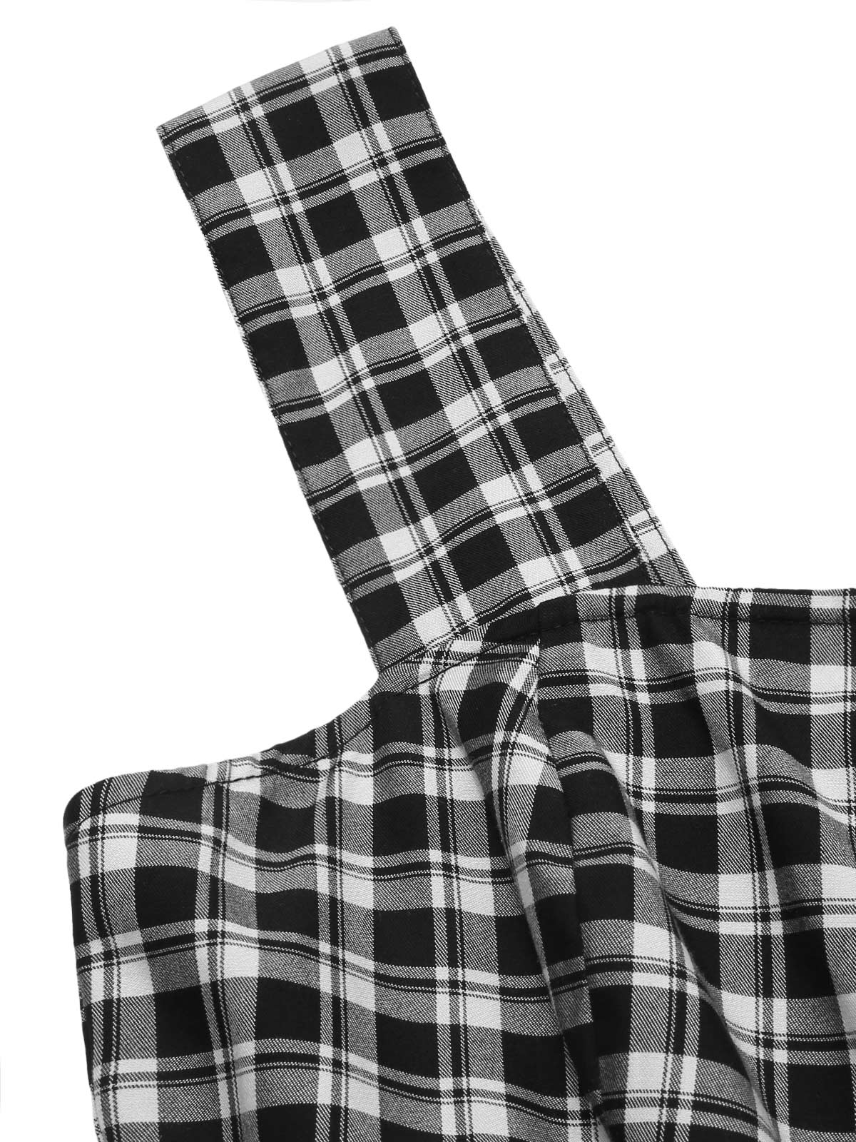 Dark Gray 1950s Strap Plaids Sleeveless Dress - Image 5