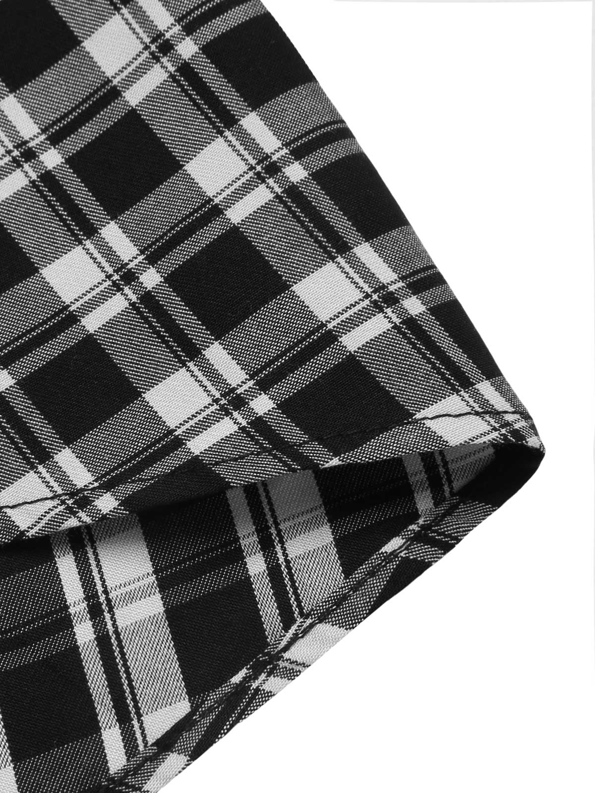 Dark Gray 1950s Strap Plaids Sleeveless Dress - Image 6